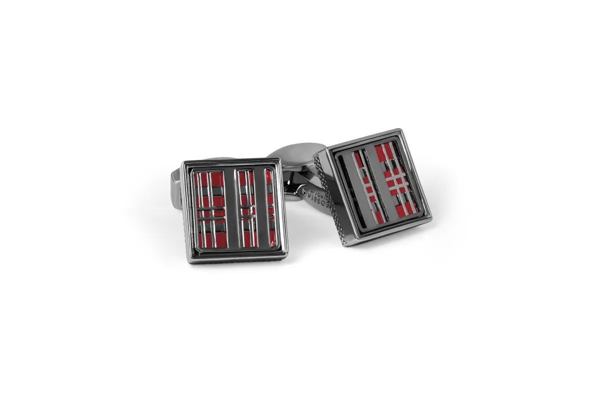 Prince of Wales Tweed Cufflinks In Red sold by Tateossian