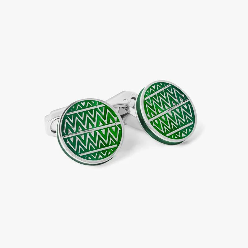 THOMPSON Cairo Cufflinks With Green Enamel sold by Tateossian