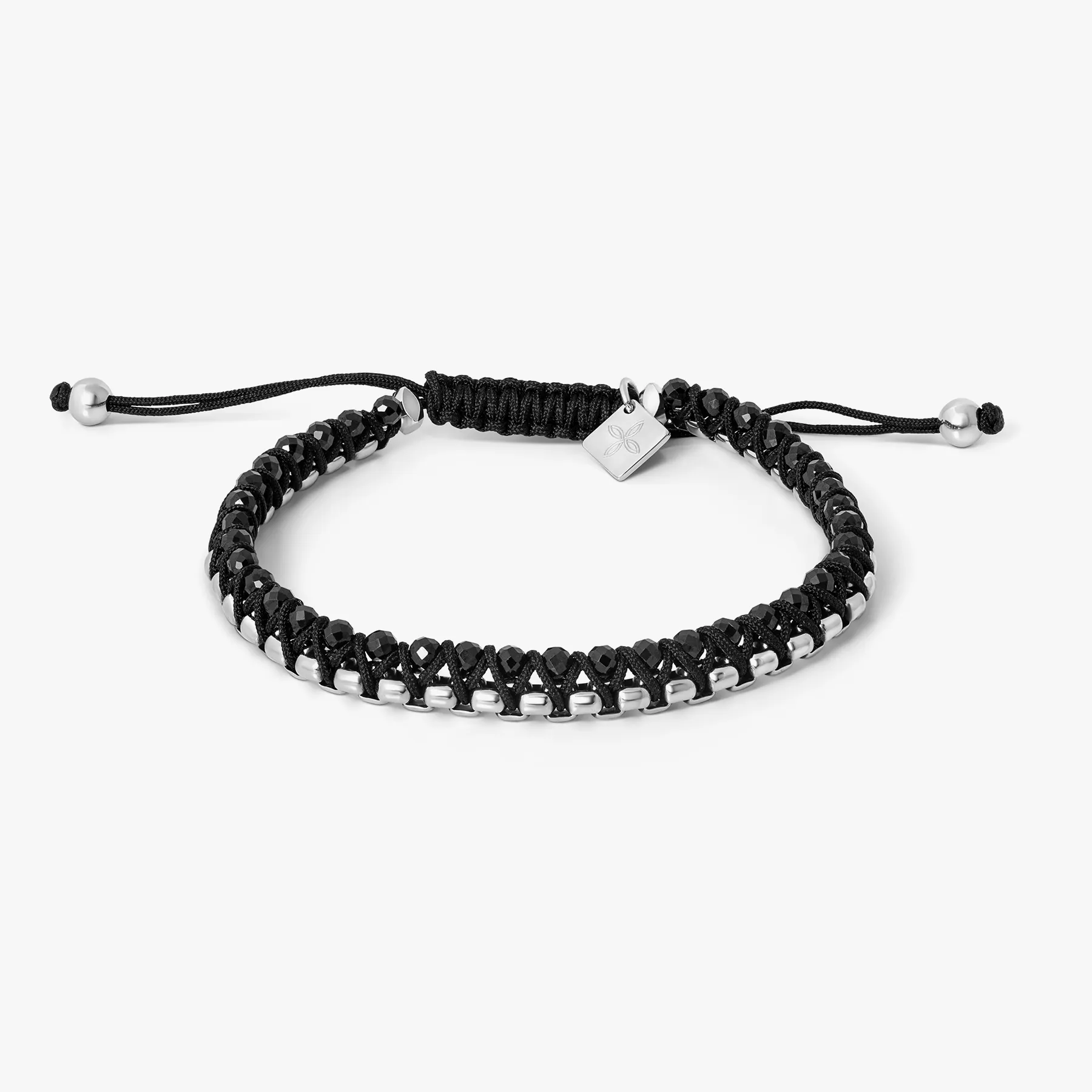 THOMPSON Macrame Friendship Knot Bracelet With Black Agate sold by Tateossian