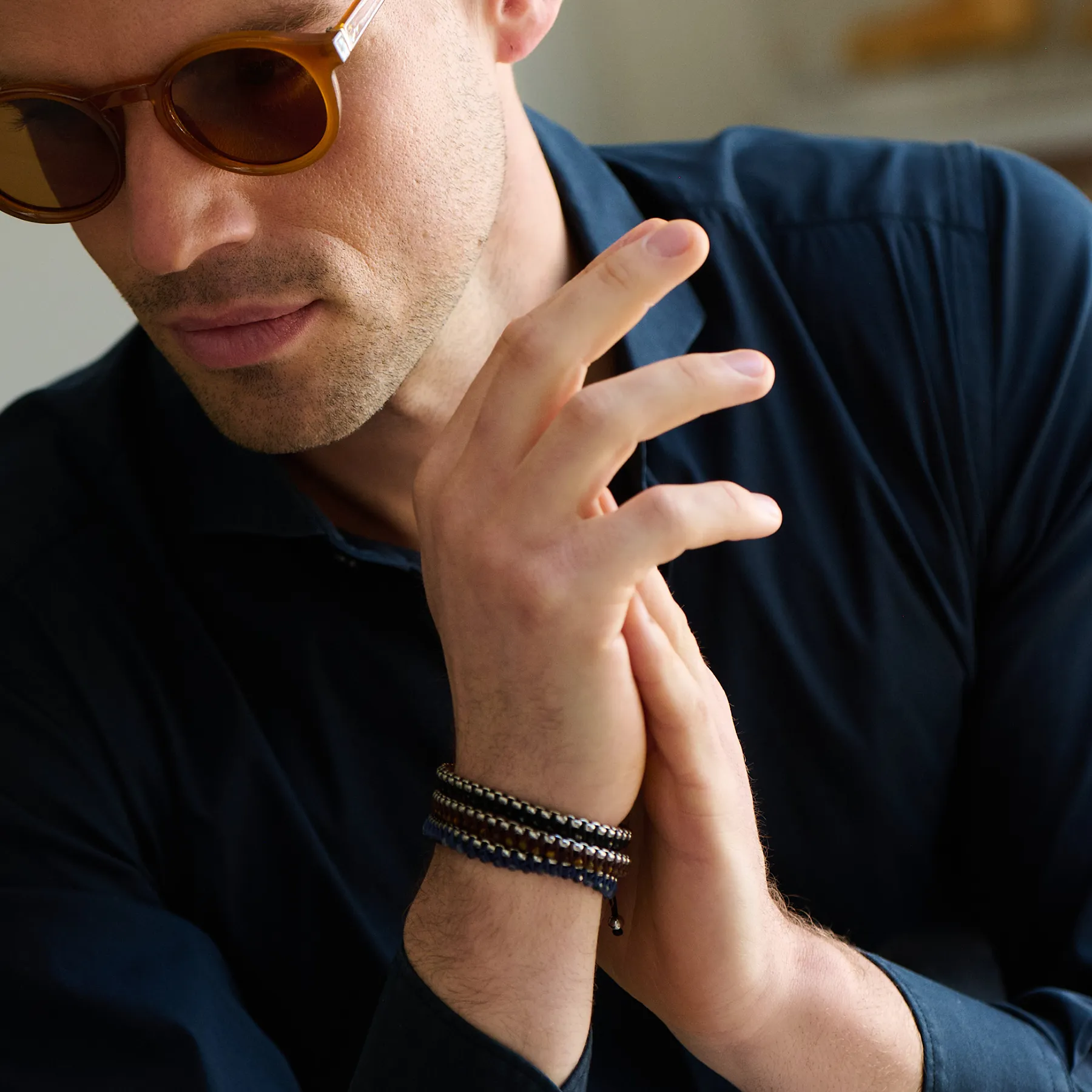 THOMPSON Macrame Friendship Knot Bracelet With Black Agate sold by Tateossian product image thumbnail 3