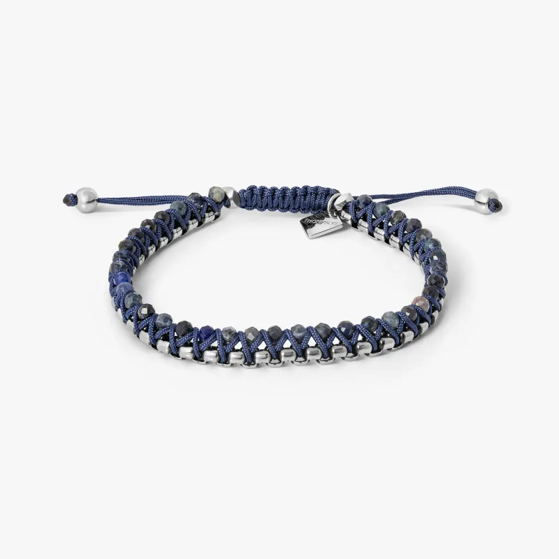 THOMPSON Macrame Friendship Knot Bracelet With Blue Sodalite sold by Tateossian