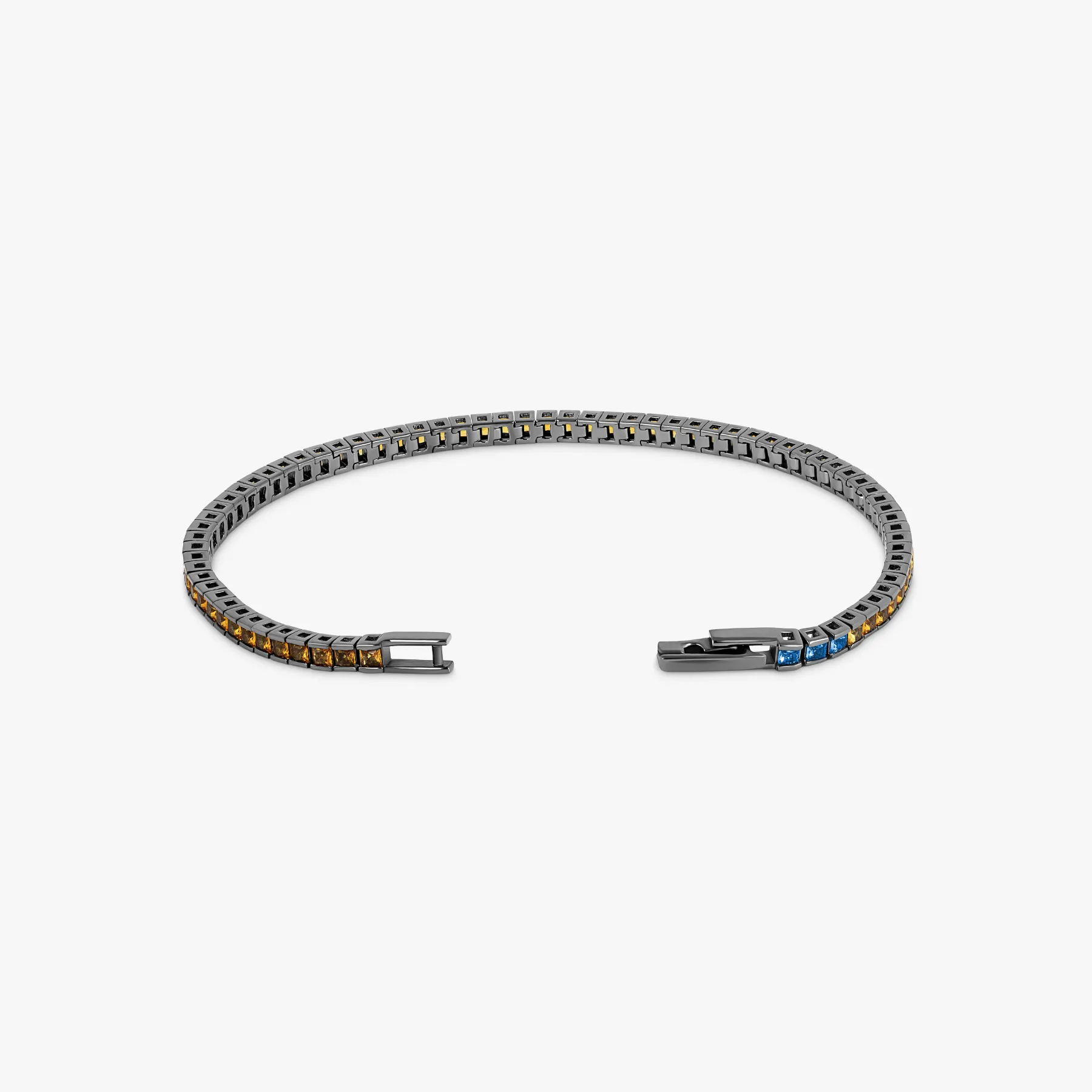 Quadro Tennis Semi-Precious Bracelet In Black Rhodium Plated Sterling Silver With Yellow Nano Stones sold by Tateossian product image thumbnail 3