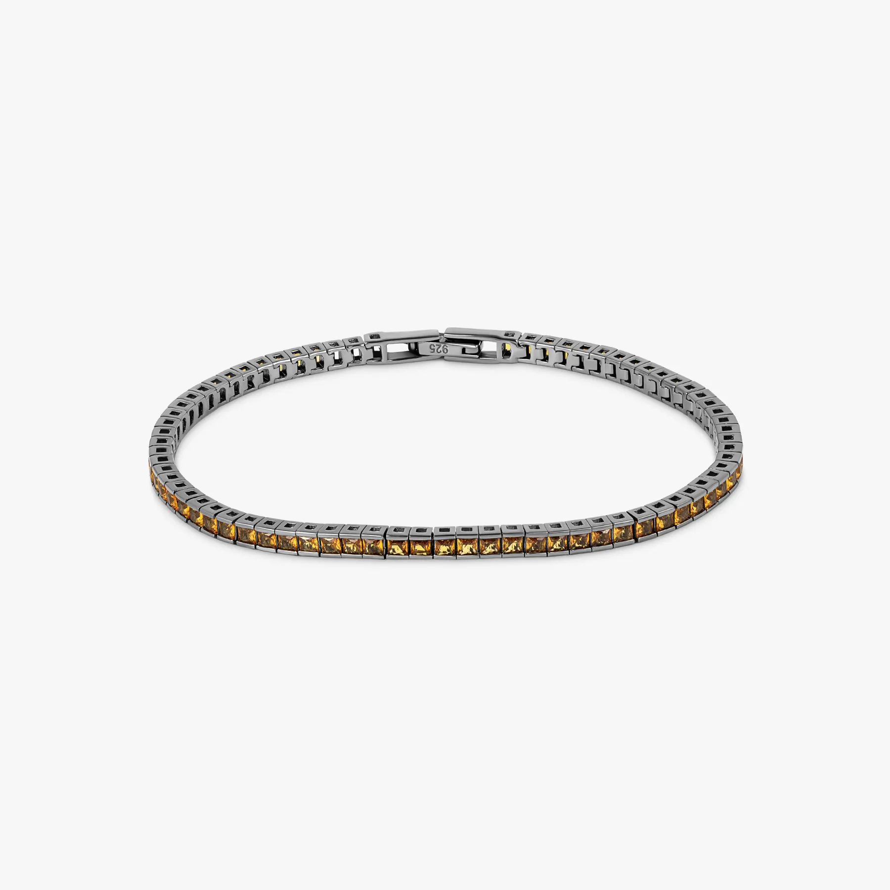 Quadro Tennis Semi-Precious Bracelet In Black Rhodium Plated Sterling Silver With Yellow Nano Stones sold by Tateossian product image thumbnail 2