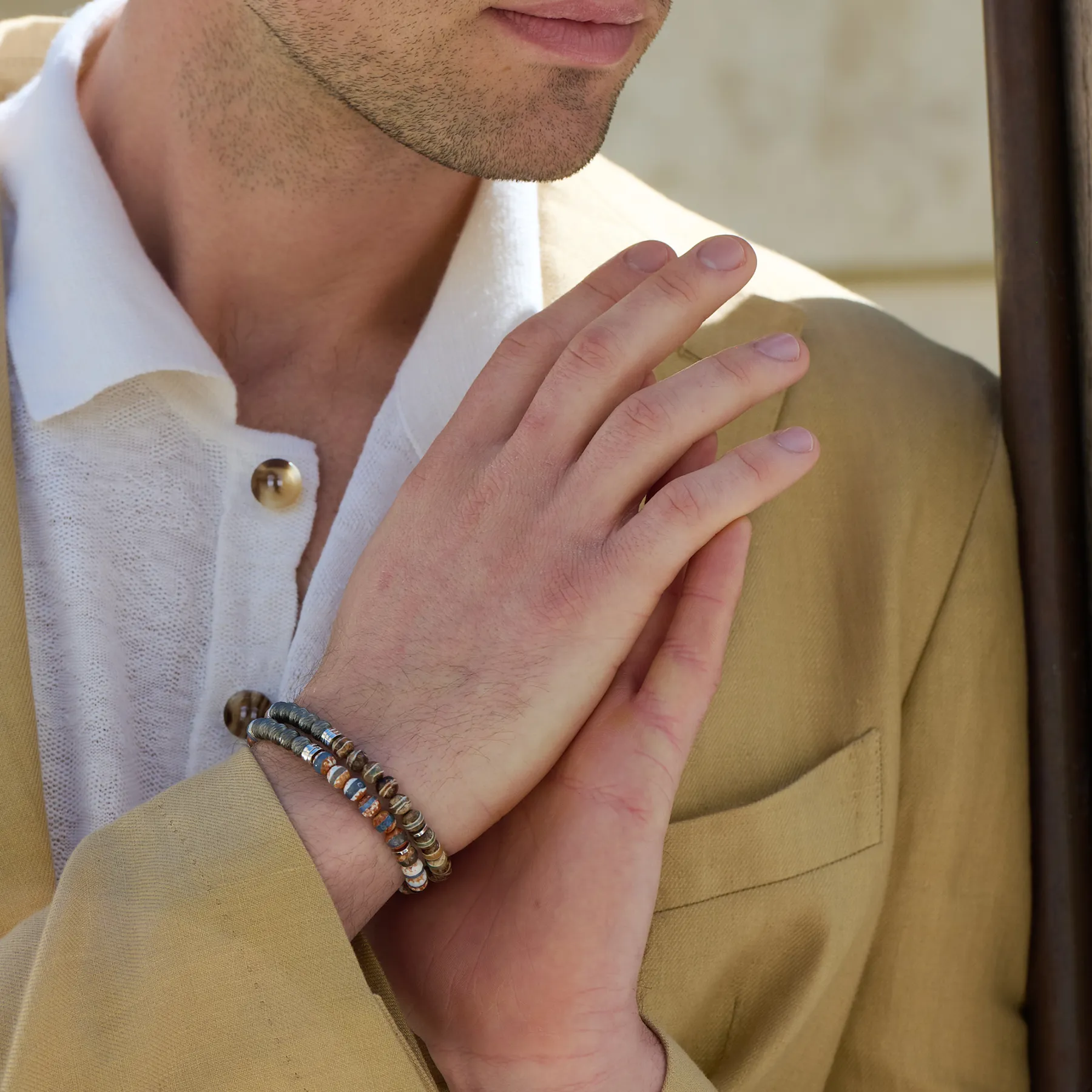 Stonehenge Graffiato Bracelet With Blue And Beige Agate sold by Tateossian product image thumbnail 5