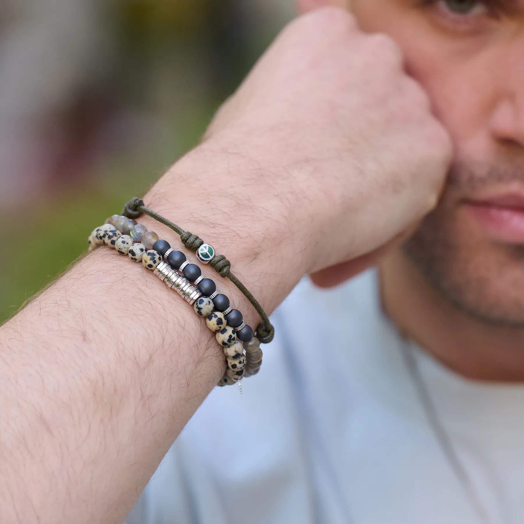 Classic Discs Beaded Bracelet With Dalmation Jasper sold by Tateossian product image thumbnail 3