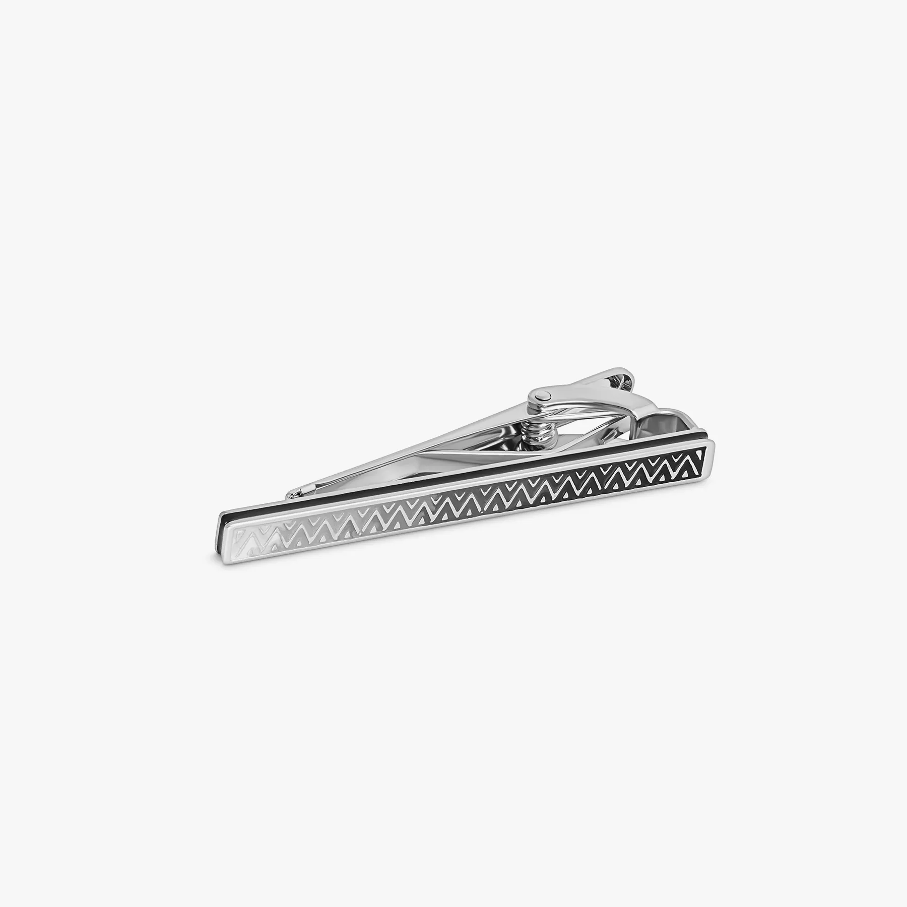 THOMPSON Cairo Pyramid Tie Clip With Grey Enamel sold by Tateossian