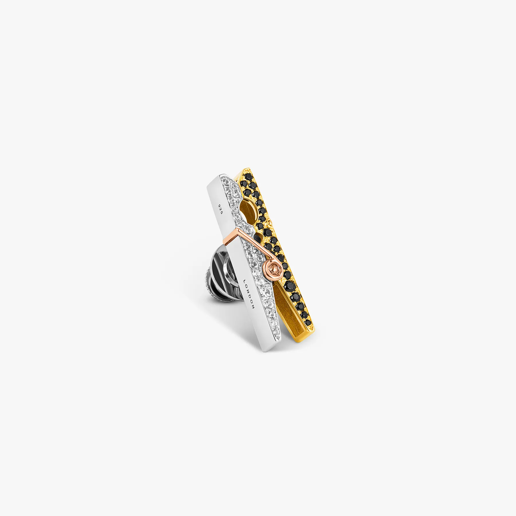 Mayfair Peg Pin With Black Spinel & White Sapphire sold by Tateossian
