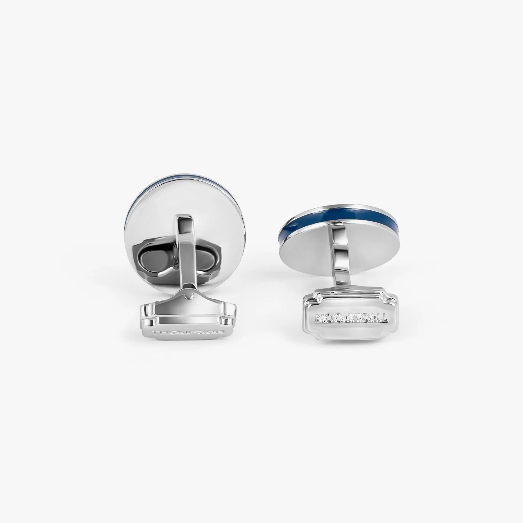 THOMPSON Cairo Leaf Cufflinks In White Bronze plated Base Metal With Blue Enamel sold by Tateossian product image thumbnail 3