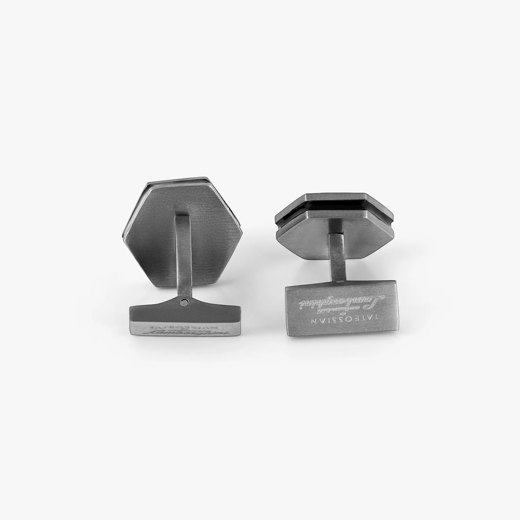 Lamborghini Hex Cufflinks In Titanium With Black Enamel sold by Tateossian product image thumbnail 3