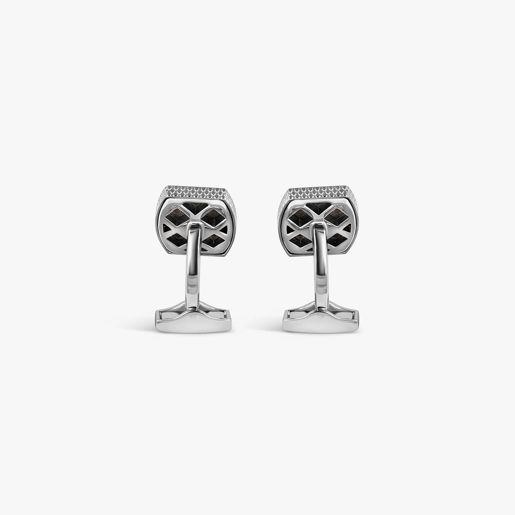 Tonneau Ascot Horse Cufflinks In Palladium Plated Base Metal With Black Mother Of Pearl sold by Tateossian product image thumbnail 2