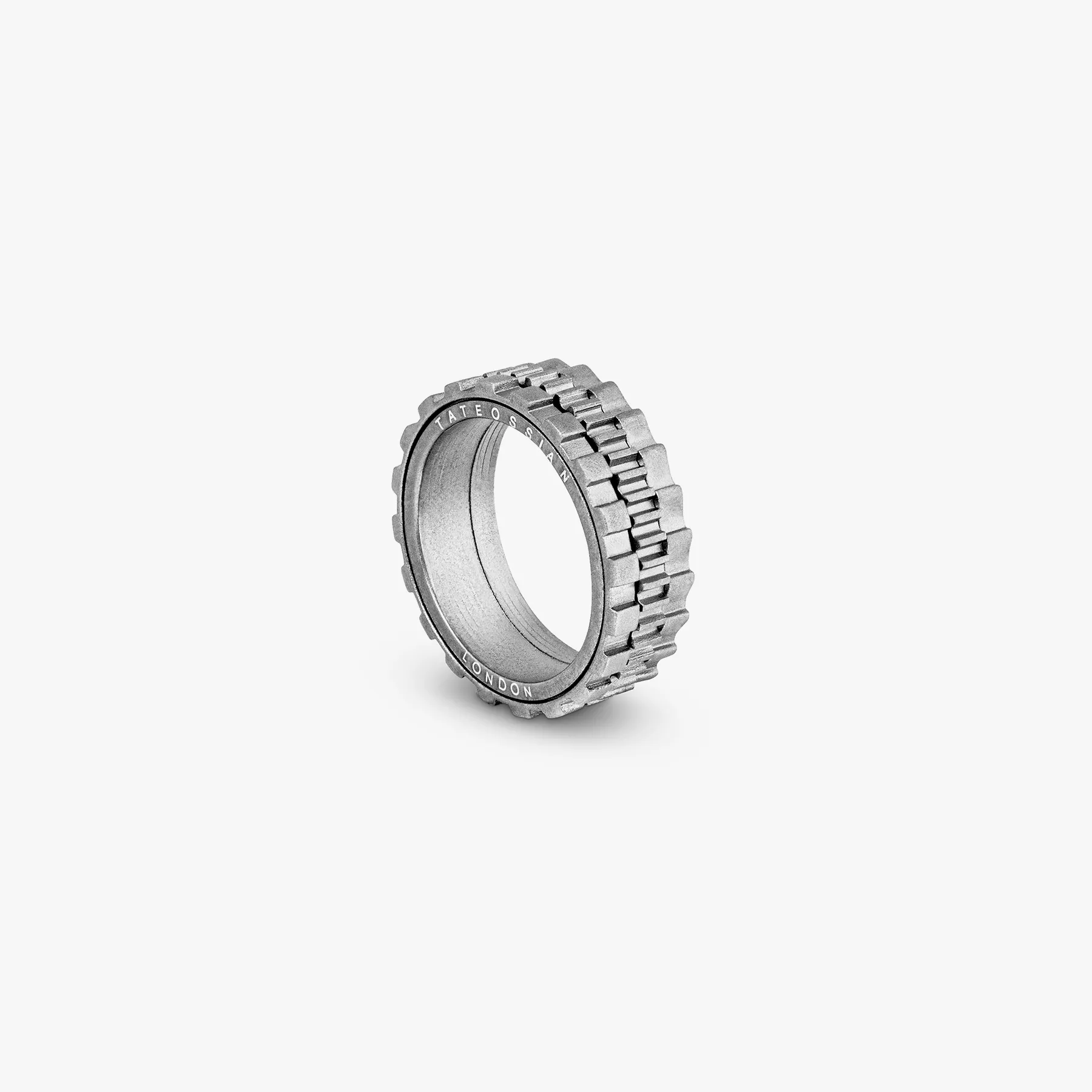 Silver Rhodium Plated Silver Rotating Gears Ring sold by Tateossian
