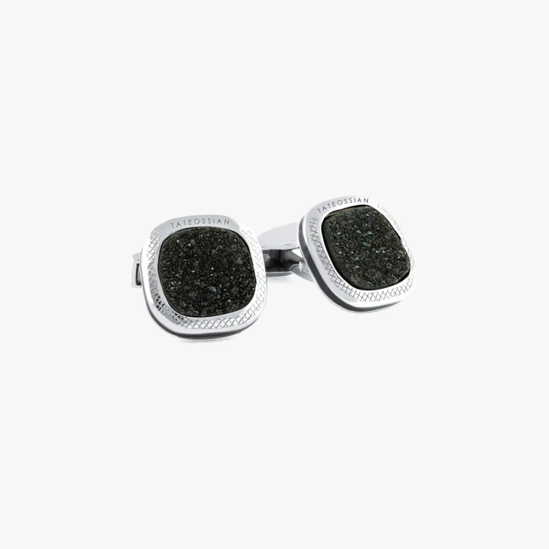 Drusy Quartz cufflinks in sterling silver sold by Tateossian