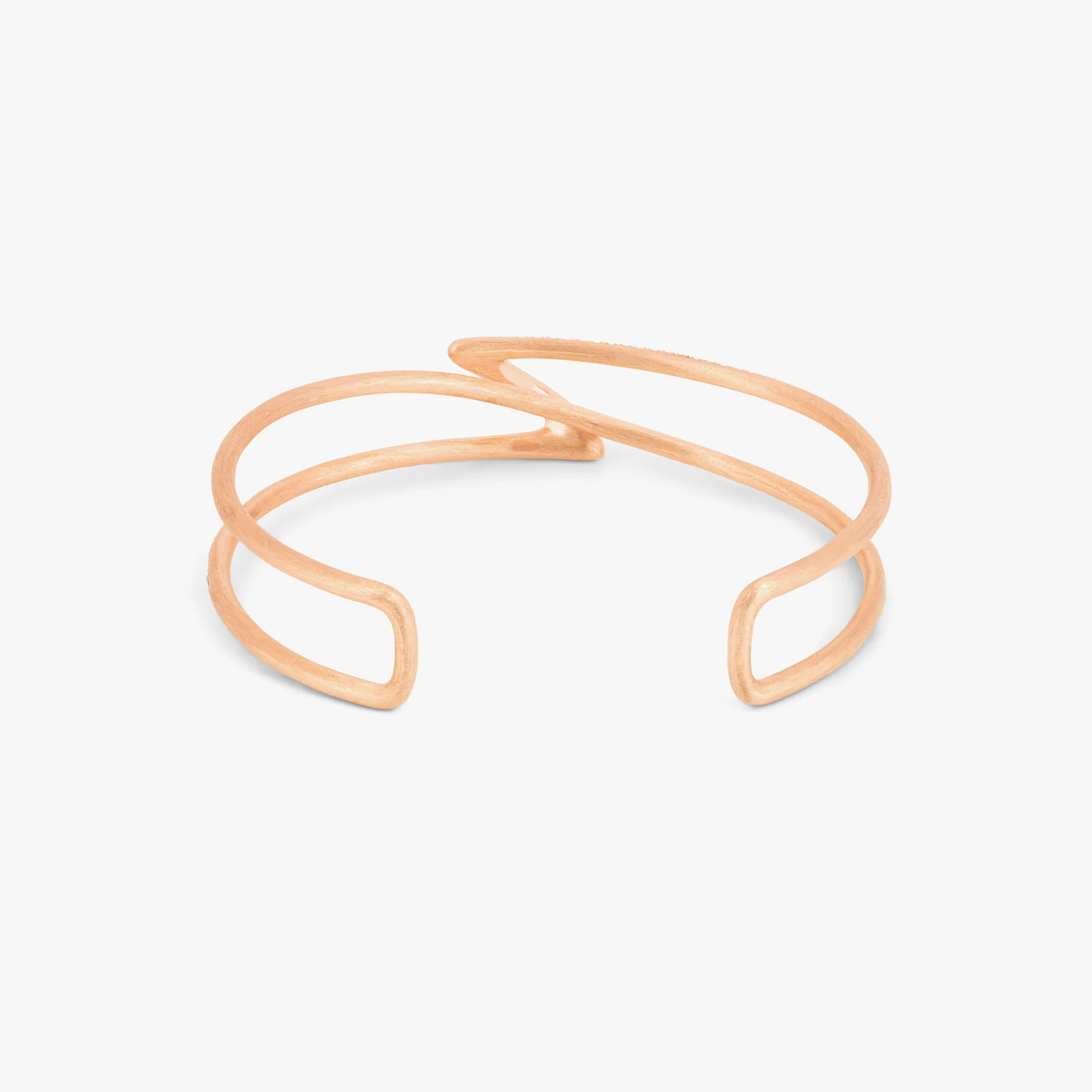 ZAHA HADID DESIGN Apex bangle in rose gold plated sterling silver with white diamonds sold by Tateossian product image thumbnail 2