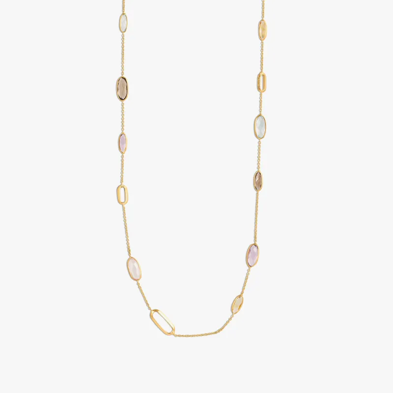 Obi Canna Necklace In 14K Yellow Gold With Amethyst, Cytrine and Topaz sold by Tateossian