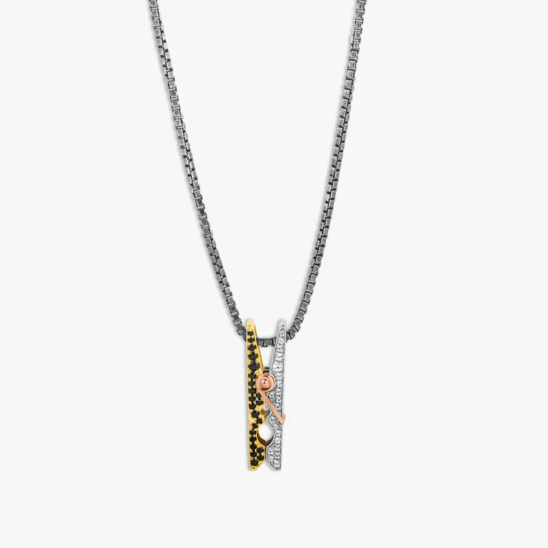 Mayfair Peg Necklace With Black Spinel & White Sapphire sold by Tateossian