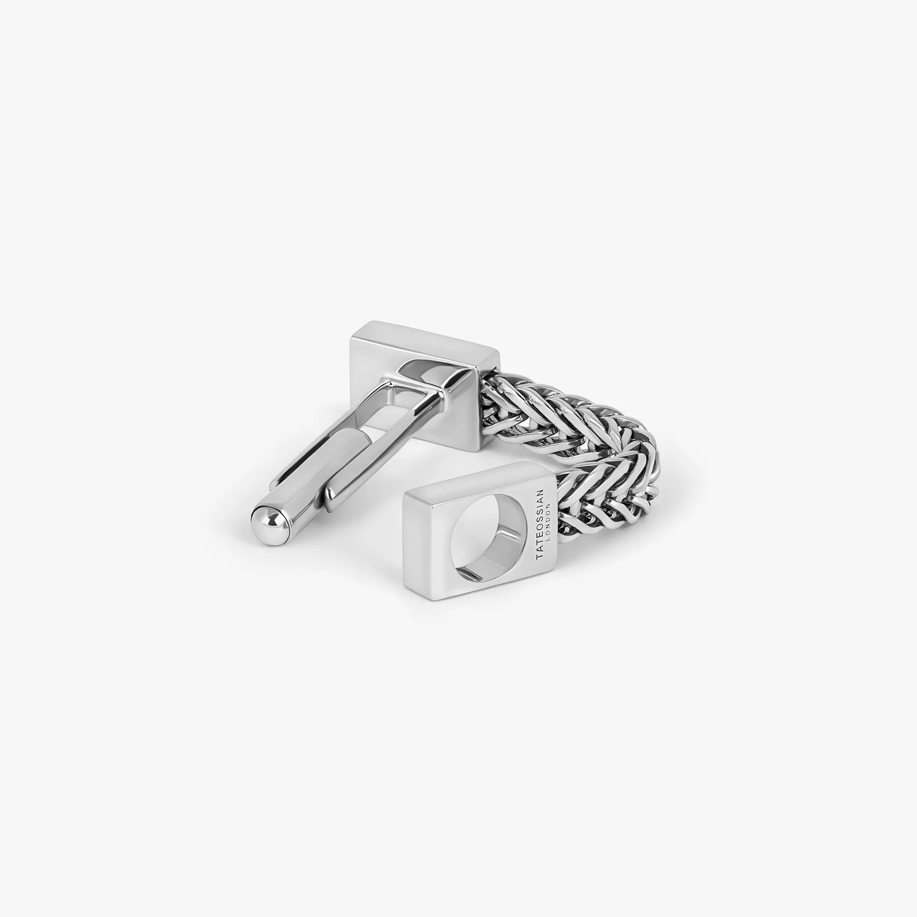 Coda Di Volpe Wrap Around Cufflinks in Rhodium Silver sold by Tateossian product image thumbnail 4
