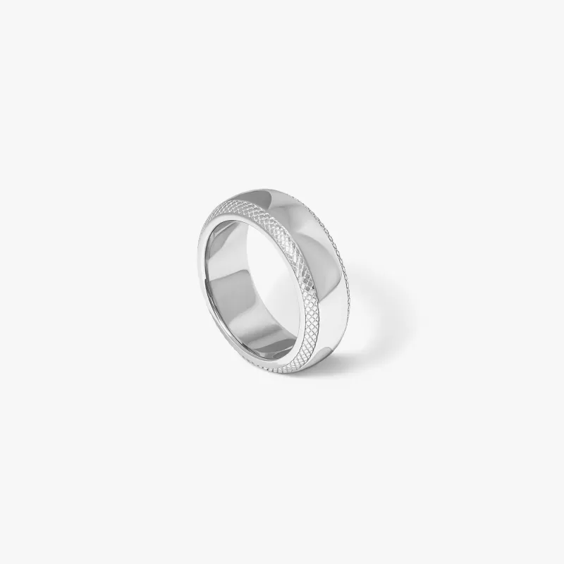 Signature Band Ring In Rhodium Plated Sterling Silver sold by Tateossian