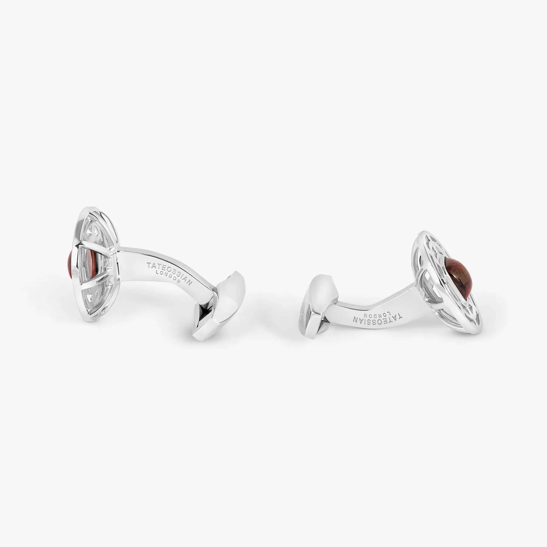 Satellite Cufflinks in Rhodium & Red Tourmaline sold by Tateossian product image thumbnail 5