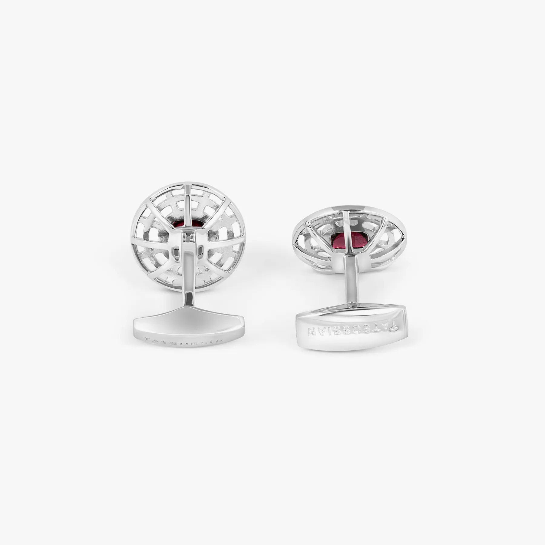 Satellite Cufflinks in Rhodium & Red Tourmaline sold by Tateossian product image thumbnail 4
