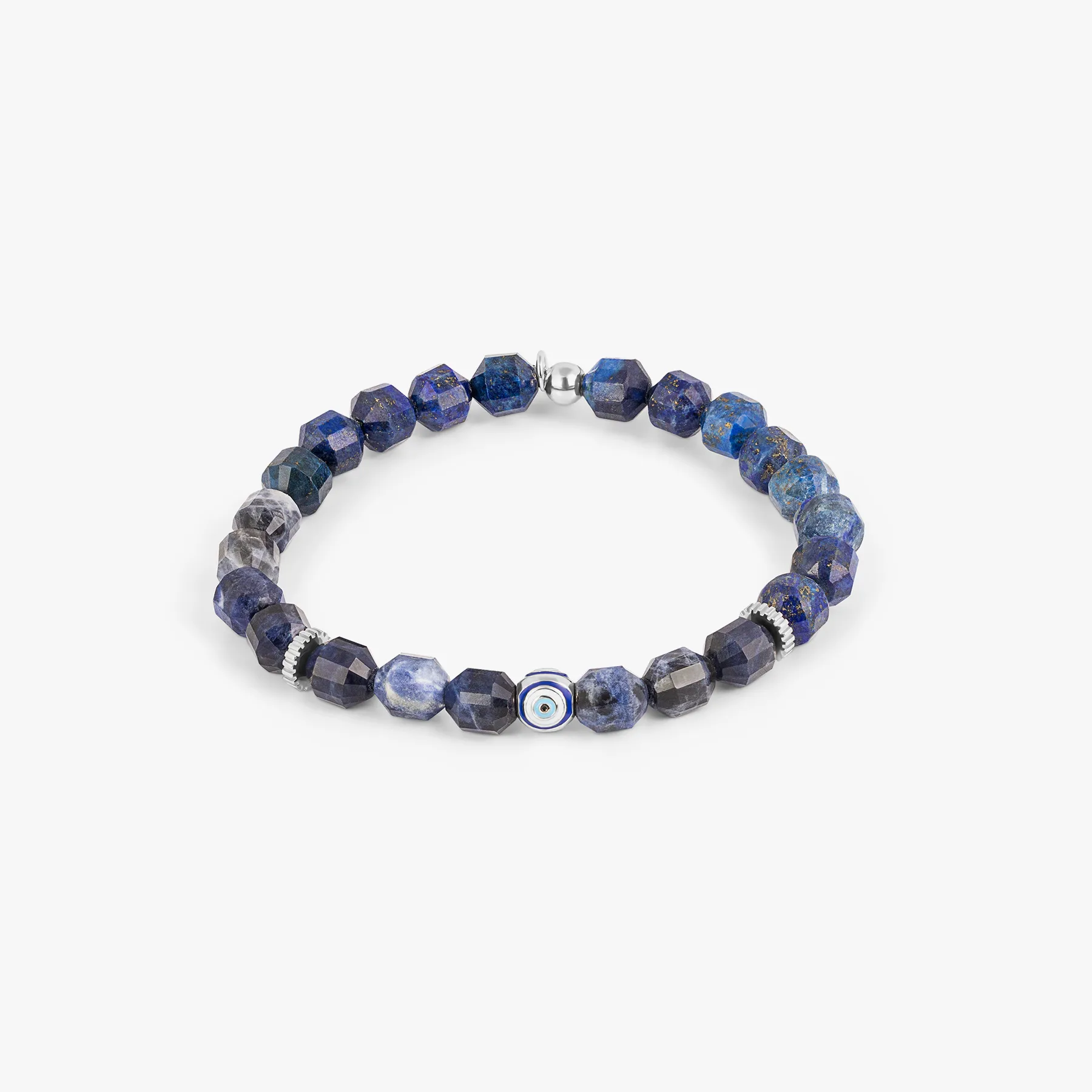 Hexade Evil Eye Bracelet In Rhodium Plated Sterling Silver With Sodalite sold by Tateossian