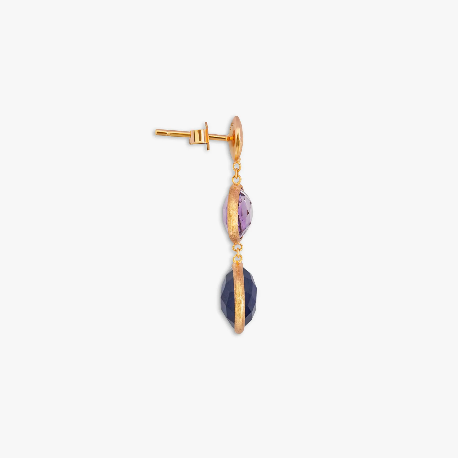 Kensington Double Drop Earrings In 14K Satin Rose Gold with Sapphire and Amethyst sold by Tateossian product image thumbnail 3