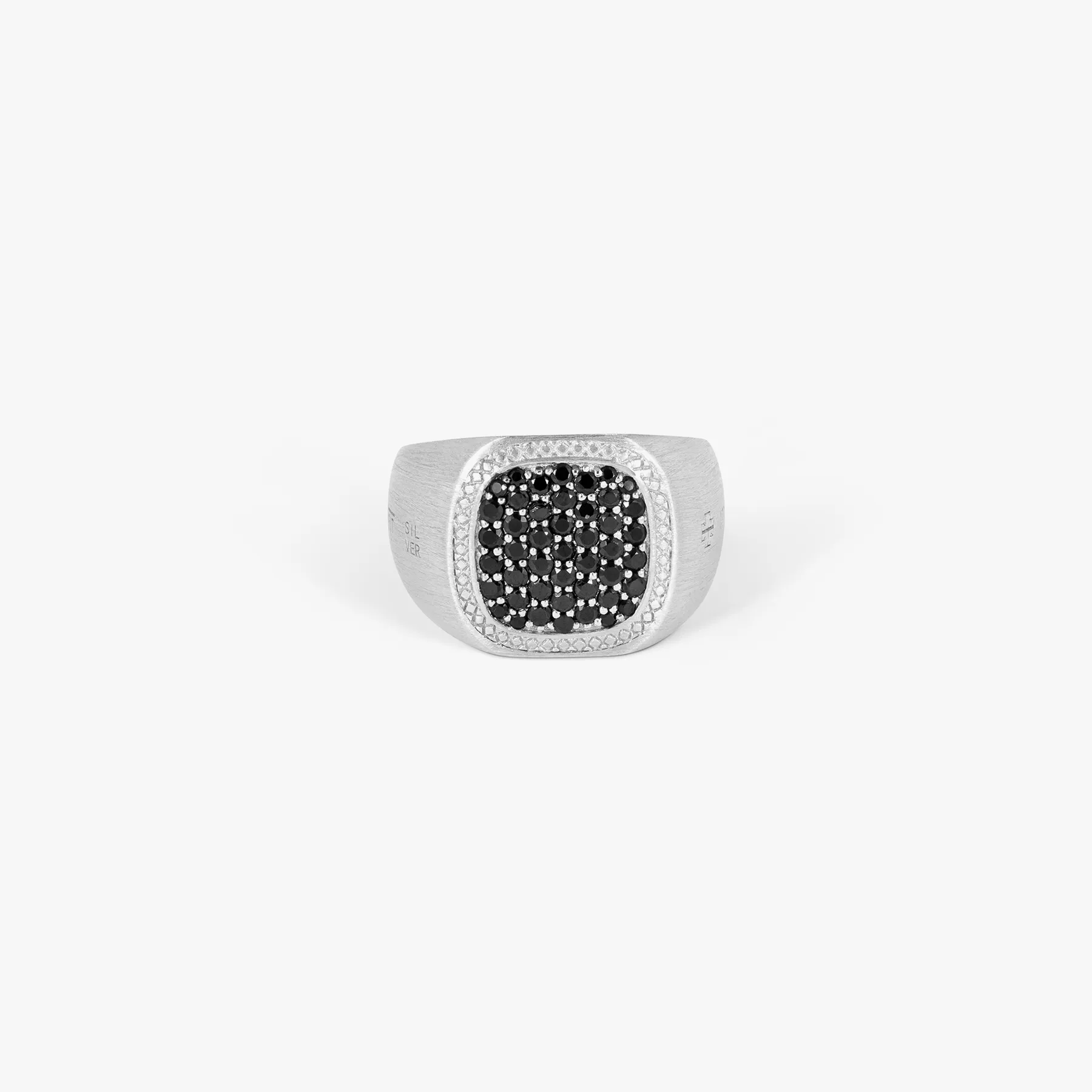 Pave Signet Ring In Silver & Black Spinel sold by Tateossian product image thumbnail 3
