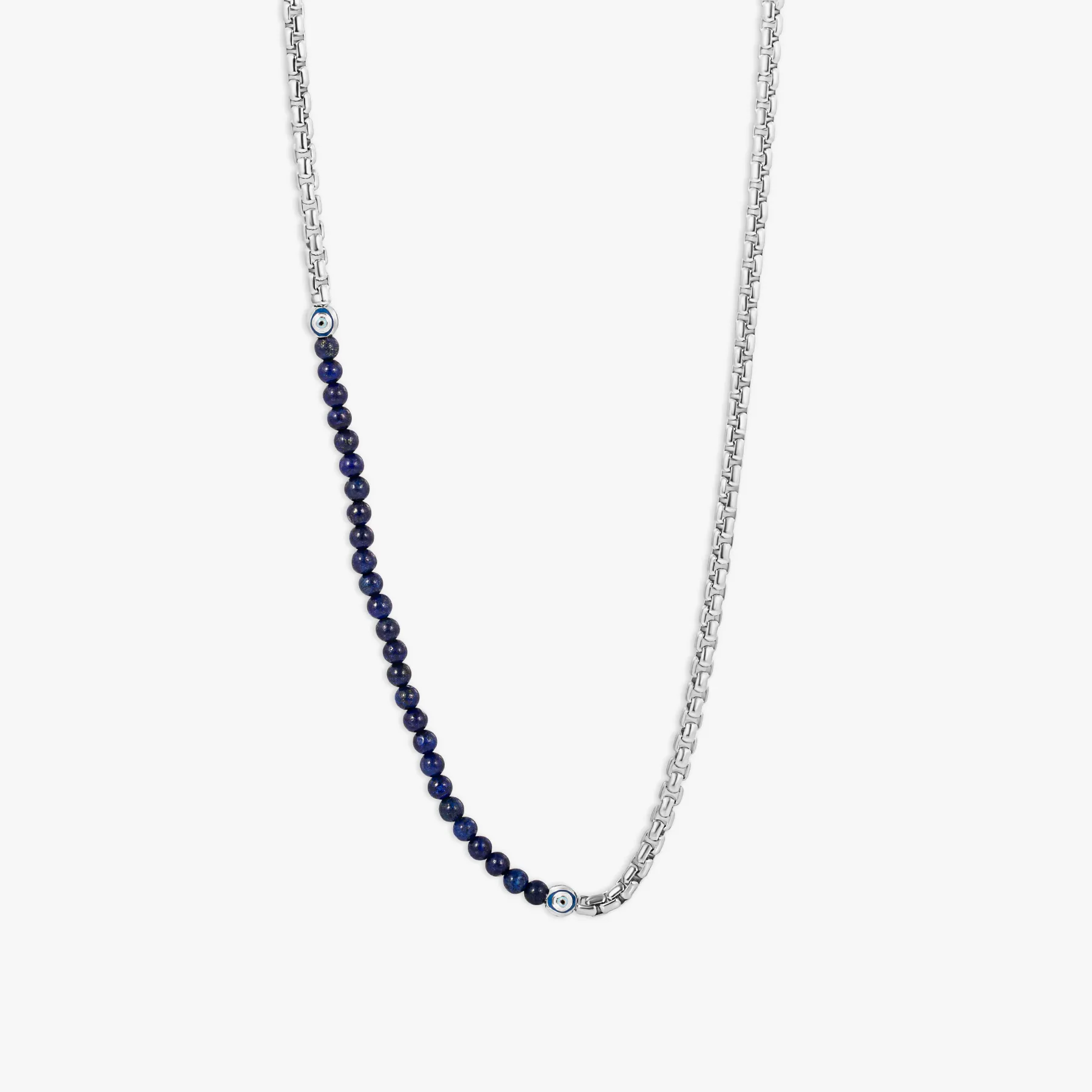 Sennit Catena Evil Eye Necklace In Rhodium Plated Sterling Silver With Lapis sold by Tateossian