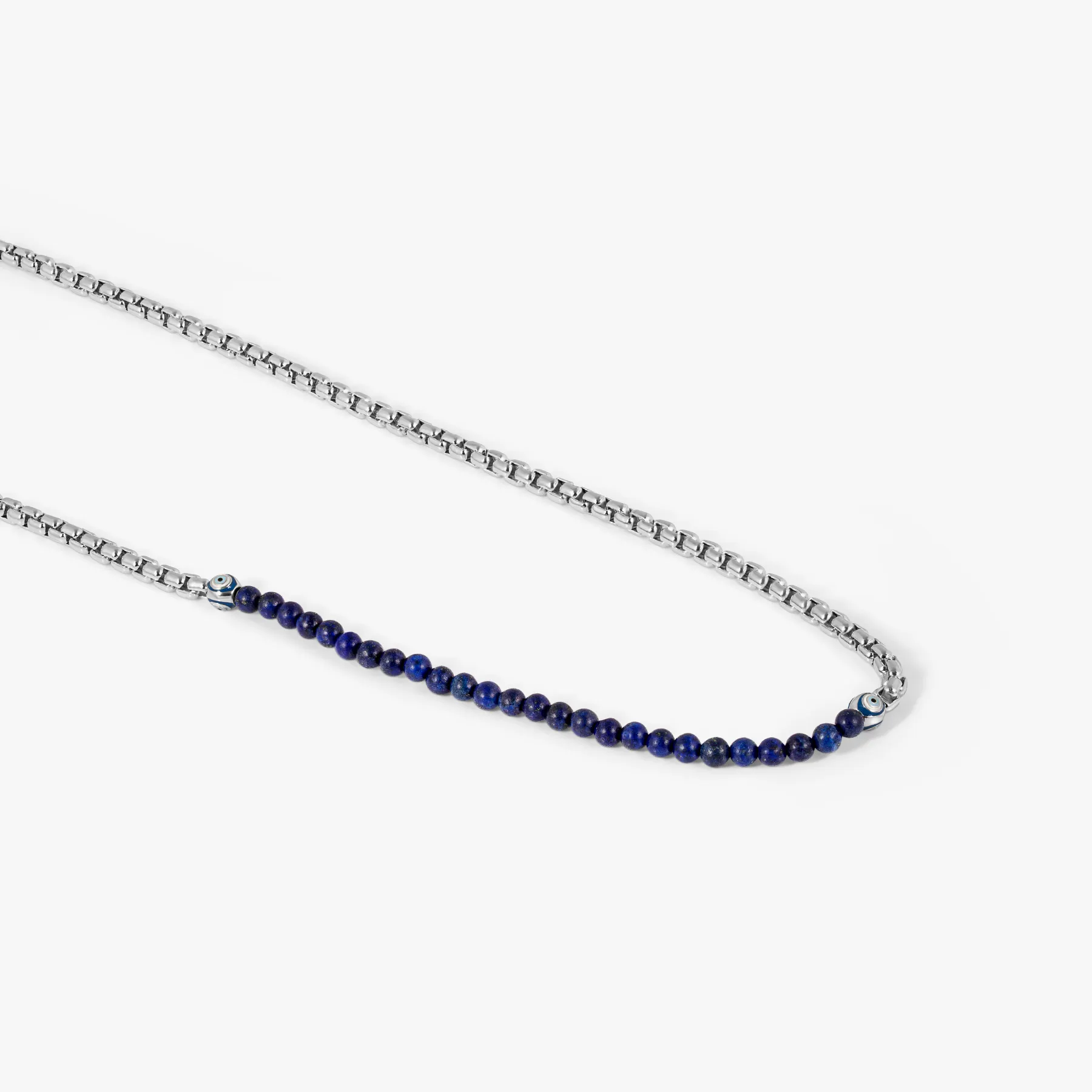 Sennit Catena Evil Eye Necklace In Rhodium Plated Sterling Silver With Lapis sold by Tateossian product image thumbnail 2