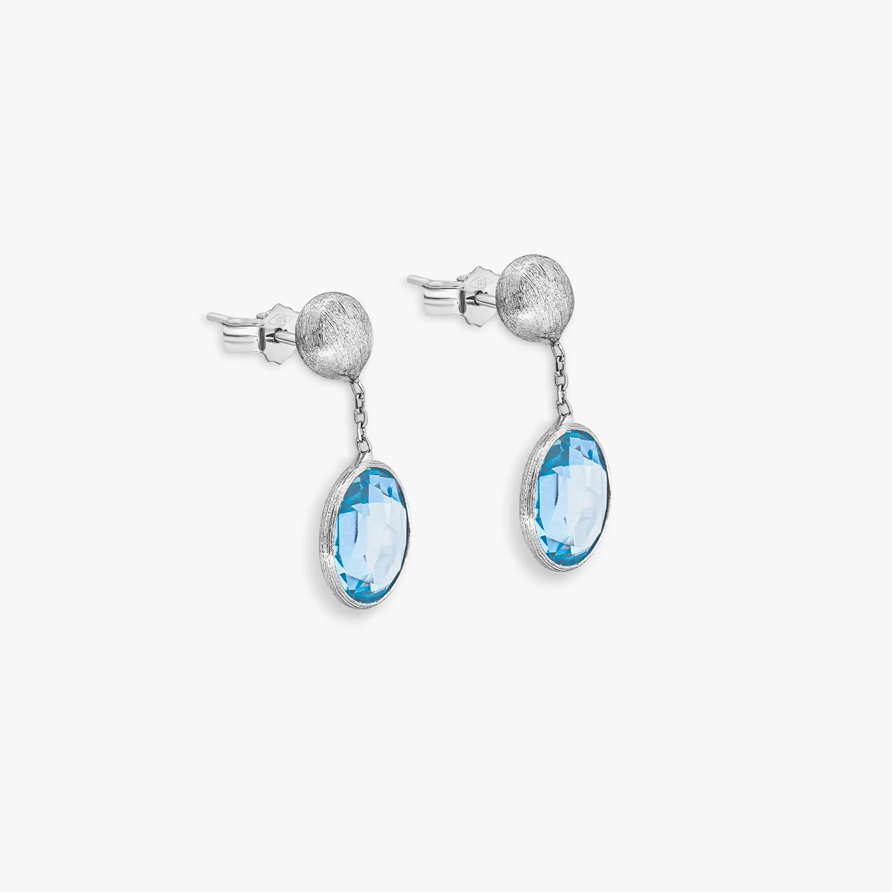 9K satin white gold Kensington drop earrings with topaz sold by Tateossian product image thumbnail 3