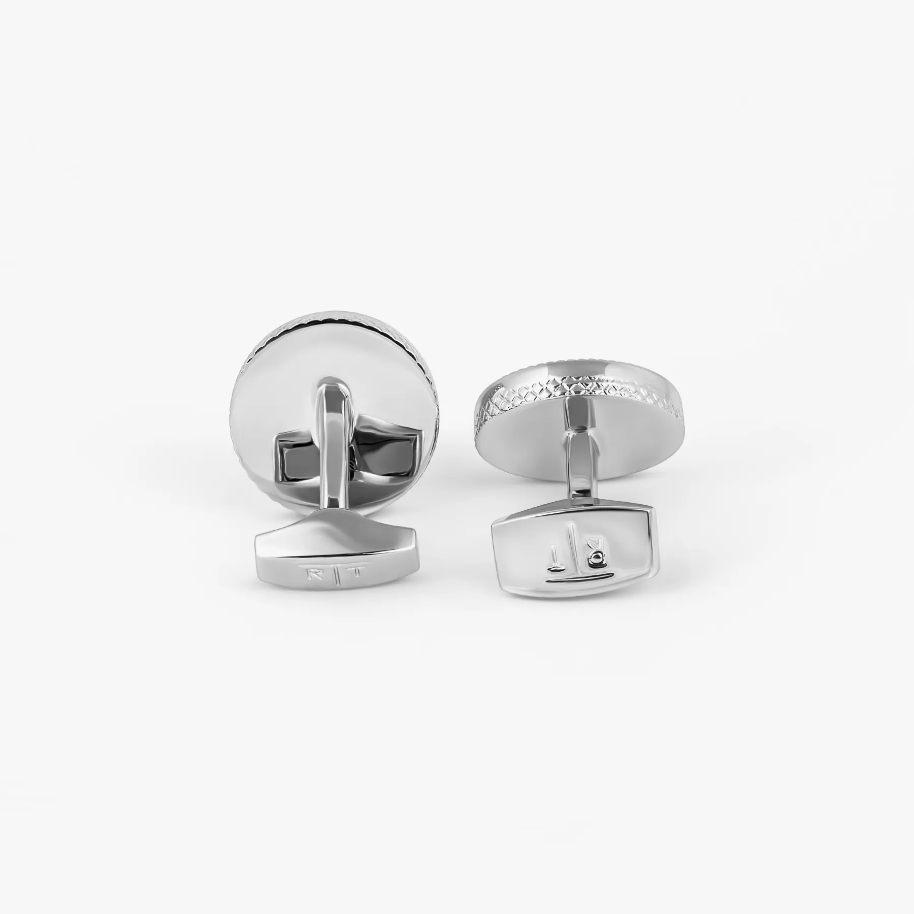 Marine Compass Cufflinks In Palladium Plated Base Metal With Navy Enamel sold by Tateossian product image thumbnail 4