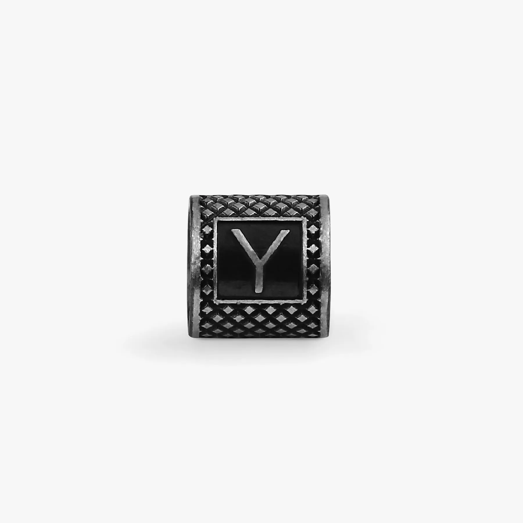 Lucky Me Initial Y Charm In Black Rhodium Plated Silver sold by Tateossian