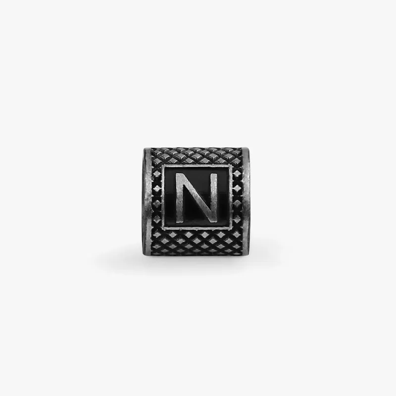 Lucky Me Initial N Charm In Black Rhodium Plated Silver  sold by Tateossian
