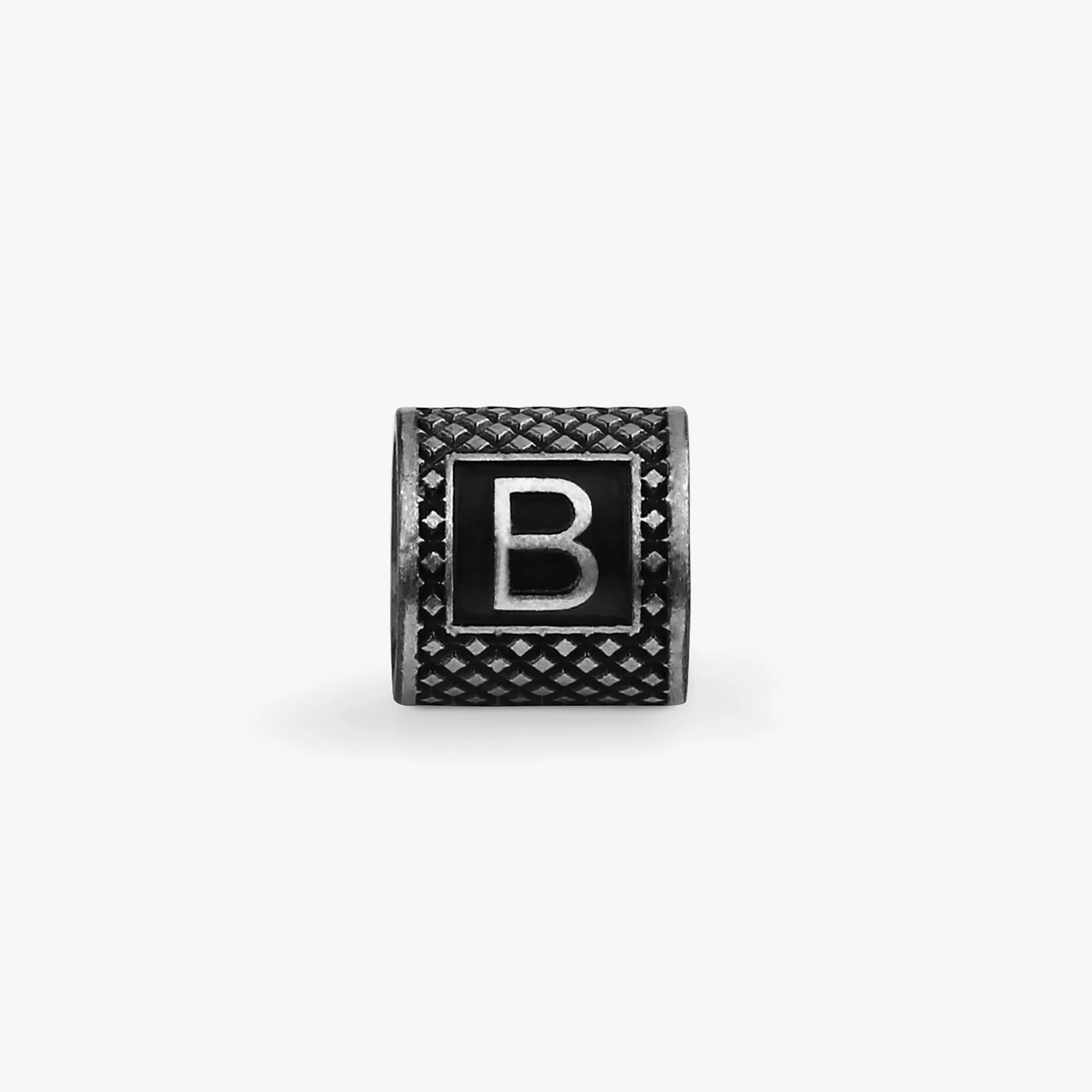 Lucky Me Initial B Charm In Black Rhodium Plated Silver sold by Tateossian
