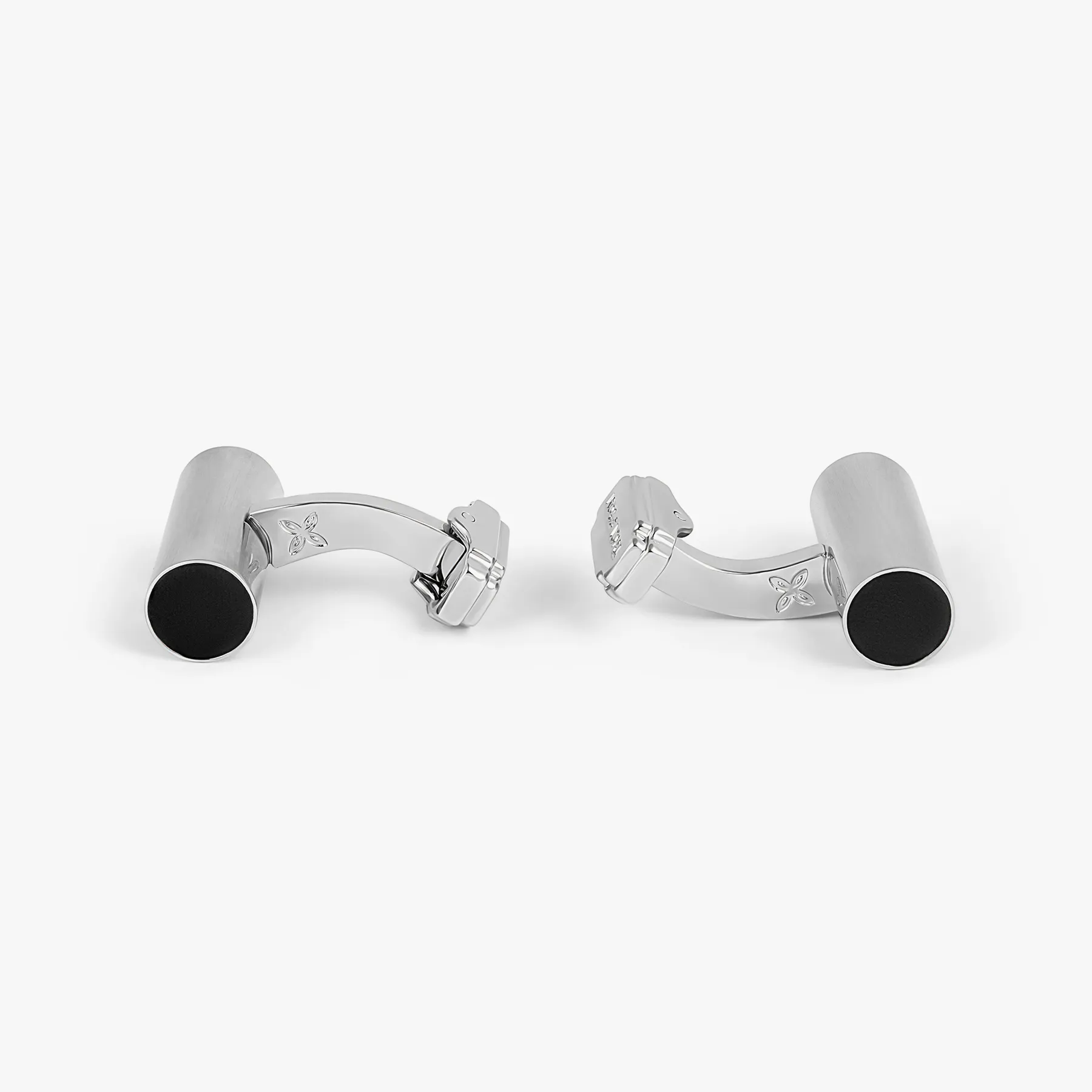 THOMPSON Cylinder Cufflinks In White Bronze plated Base Metal With Black Enamel sold by Tateossian product image thumbnail 3