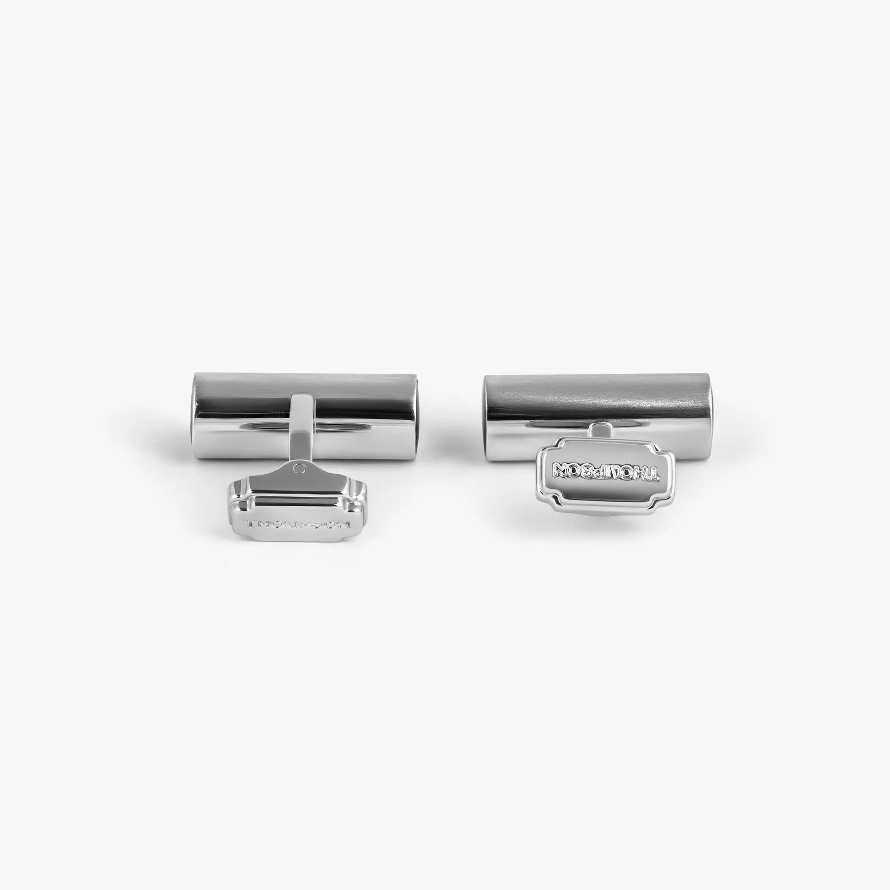 THOMPSON Cylinder Cufflinks In White Bronze plated Base Metal With Black Enamel sold by Tateossian product image thumbnail 4