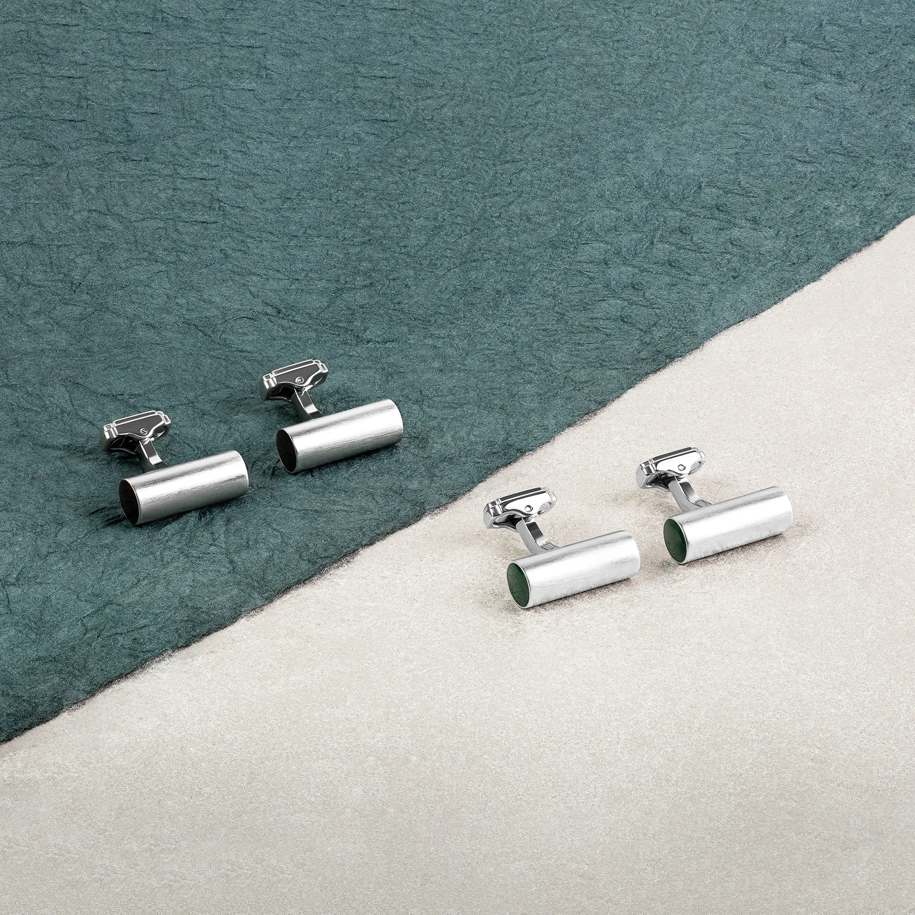THOMPSON Cylinder Cufflinks In White Bronze plated Base Metal With Black Enamel sold by Tateossian product image thumbnail 2