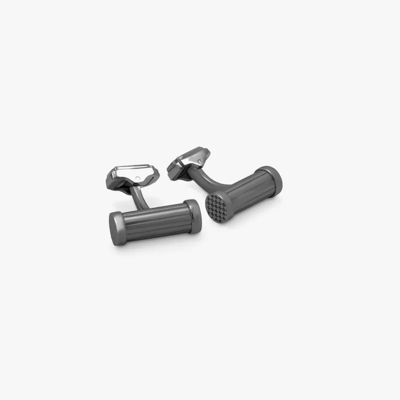 THOMPSON Column cufflinks with gunmetal finish sold by Tateossian