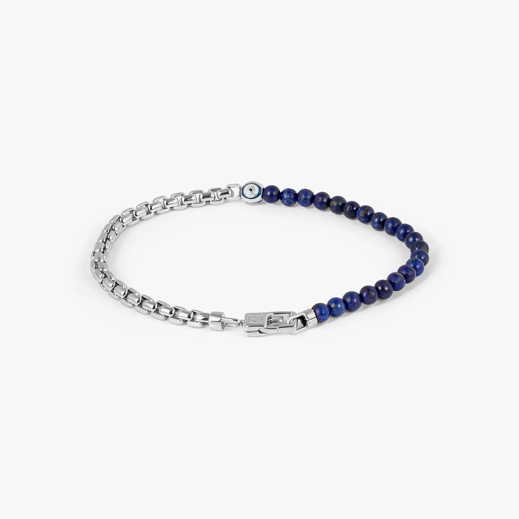 Sennit Box Evil Eye Bracelet In Rhodium Plated Sterling Silver With Lapis sold by Tateossian product image thumbnail 4