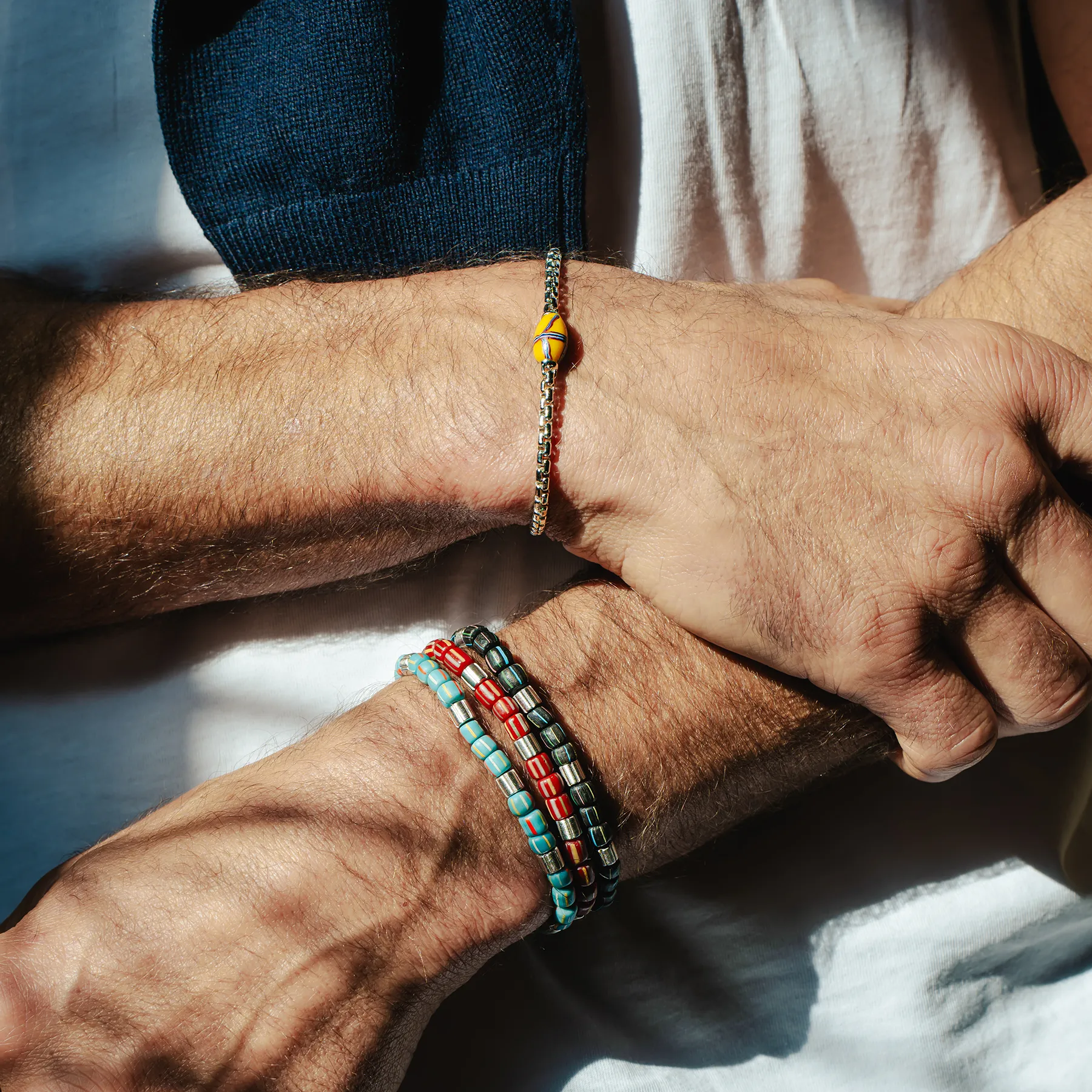 Java Stripes Bracelet In Rhodium Plated Sterling Silver With Sky Blue Java Glass (Limited Edition) sold by Tateossian product image thumbnail 3