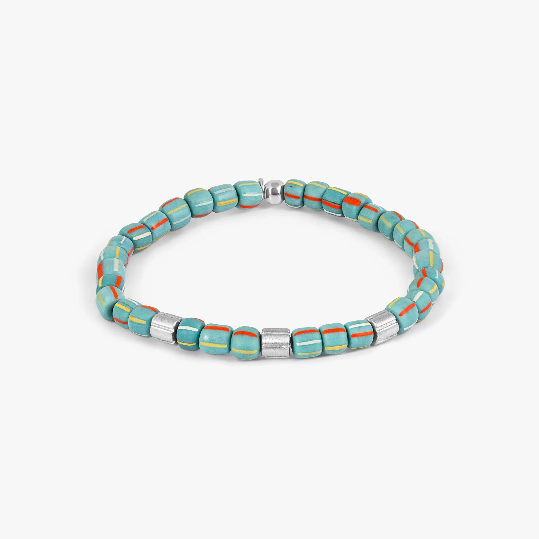 Java Stripes Bracelet In Rhodium Plated Sterling Silver With Sky Blue Java Glass (Limited Edition) sold by Tateossian