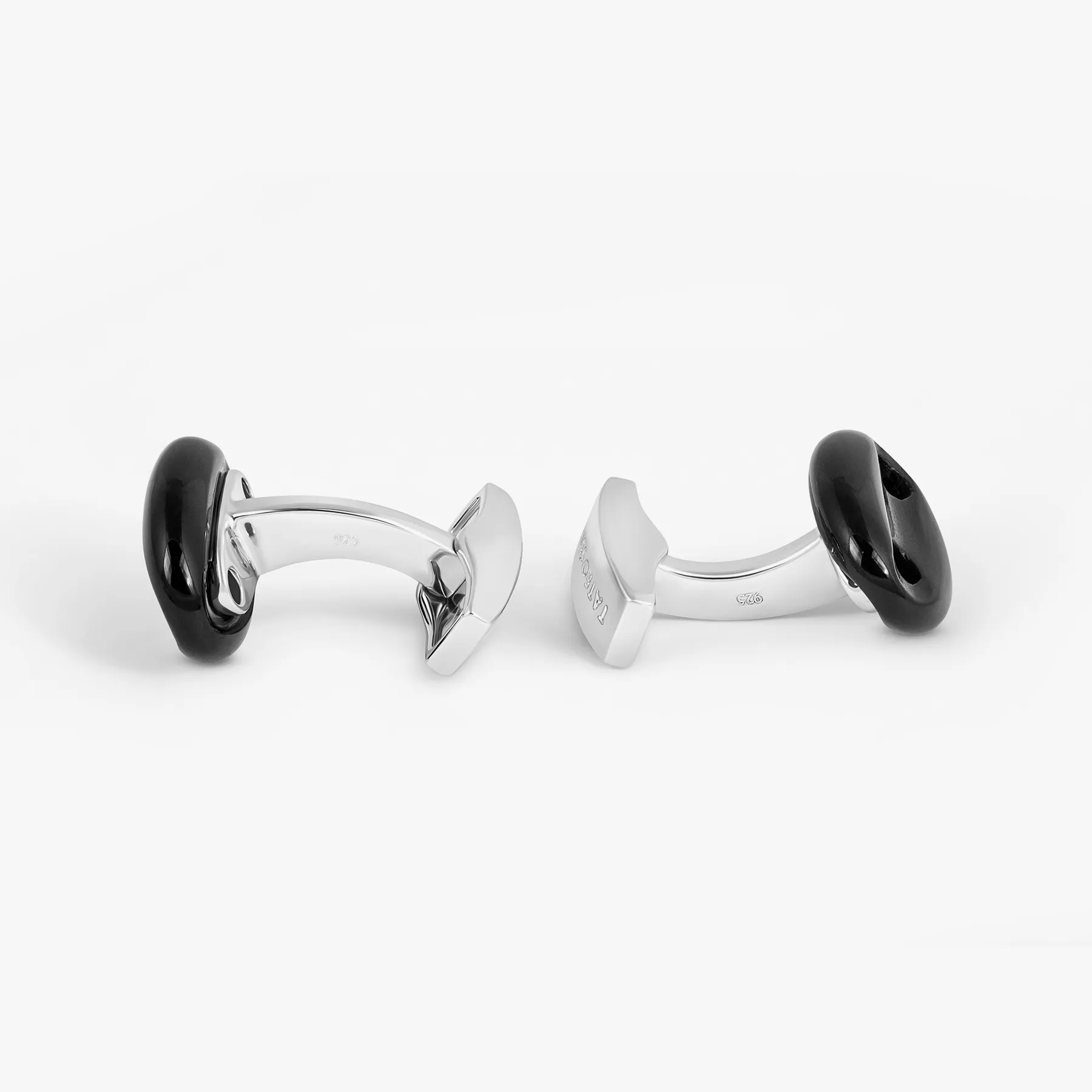 Marine Link Cufflinks In Rhodium Plated Sterling Silver With Onyx sold by Tateossian product image thumbnail 4