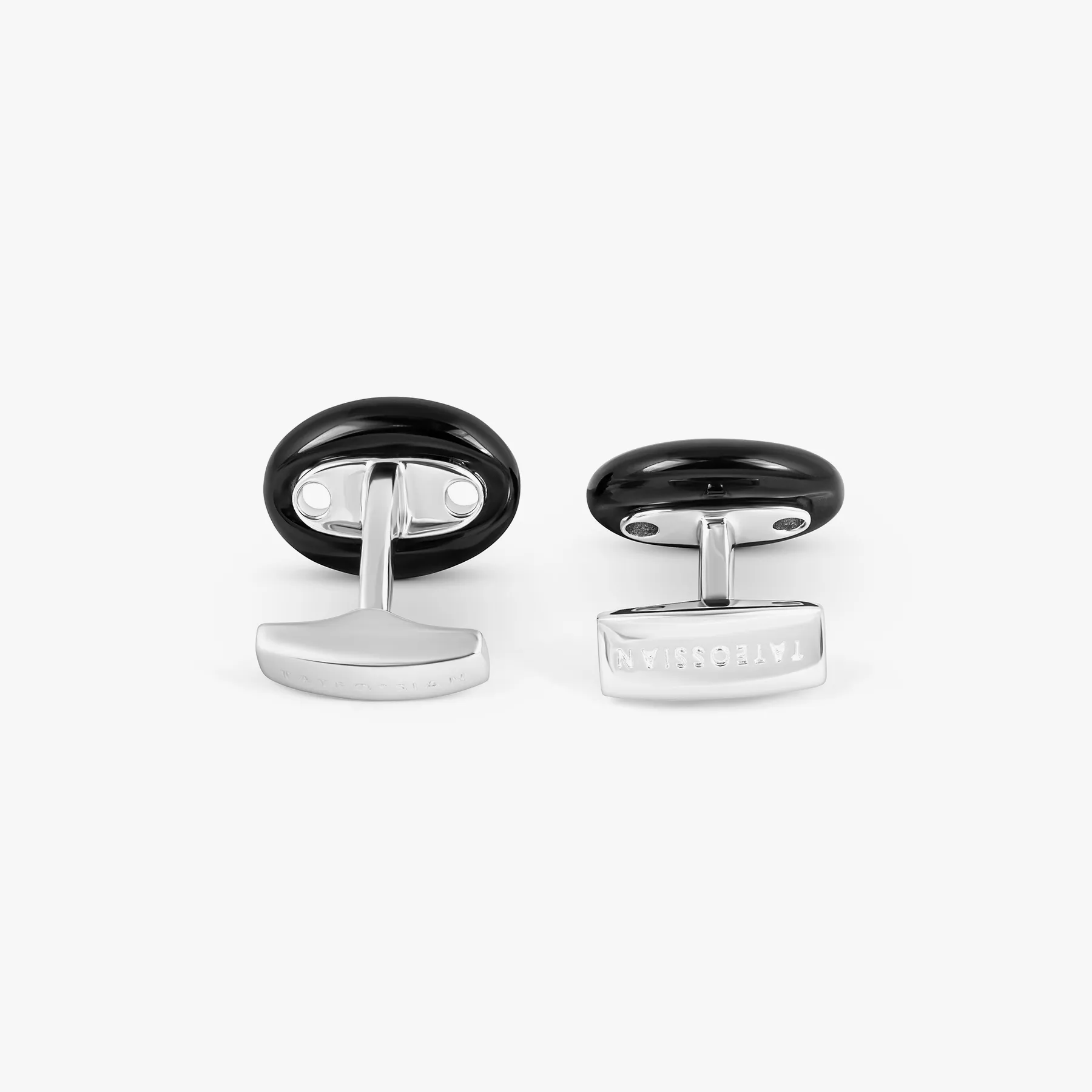 Marine Link Cufflinks In Rhodium Plated Sterling Silver With Onyx sold by Tateossian product image thumbnail 3