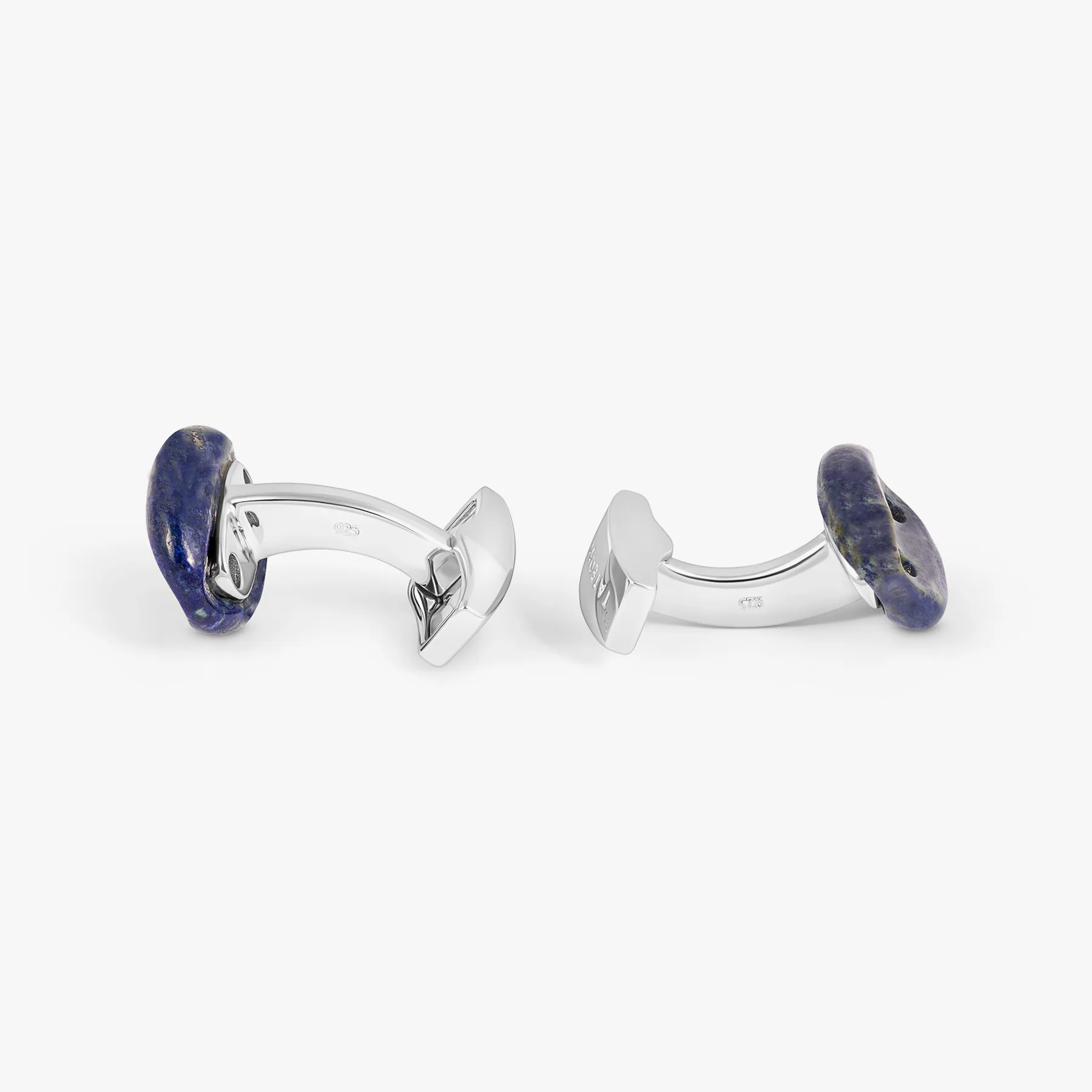 Marine Link Cufflinks In Rhodium Plated Sterling Silver With Lapis sold by Tateossian product image thumbnail 3