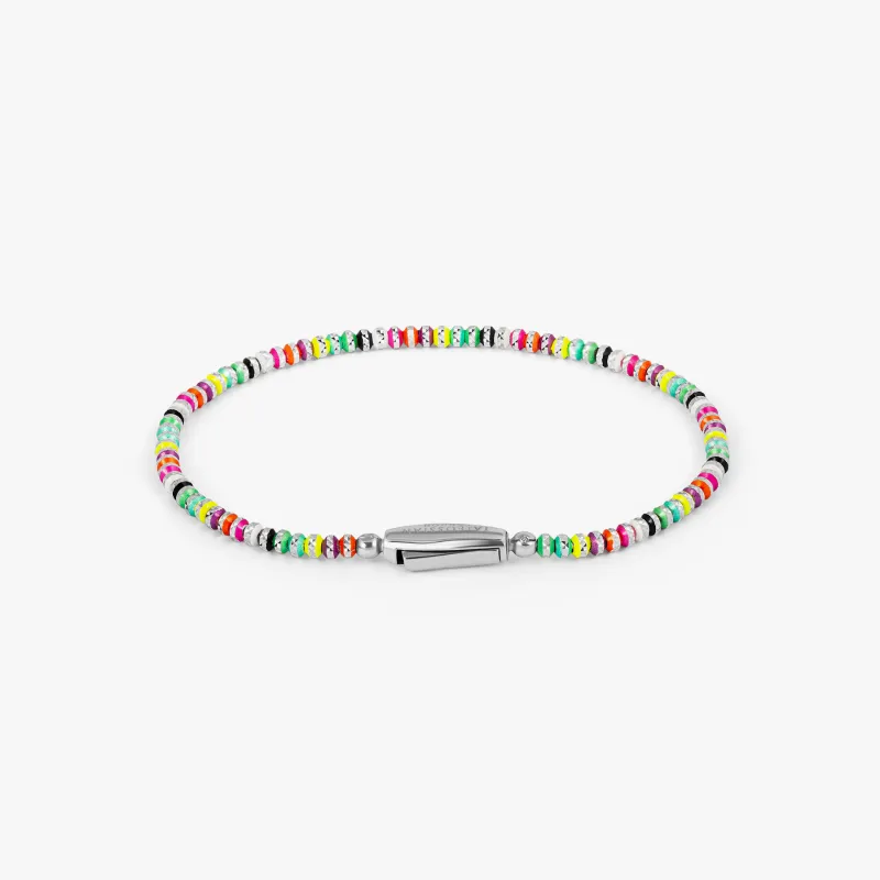 Prism Bracelet with Galvanic Plated Silver Beads in Multicolour sold by Tateossian