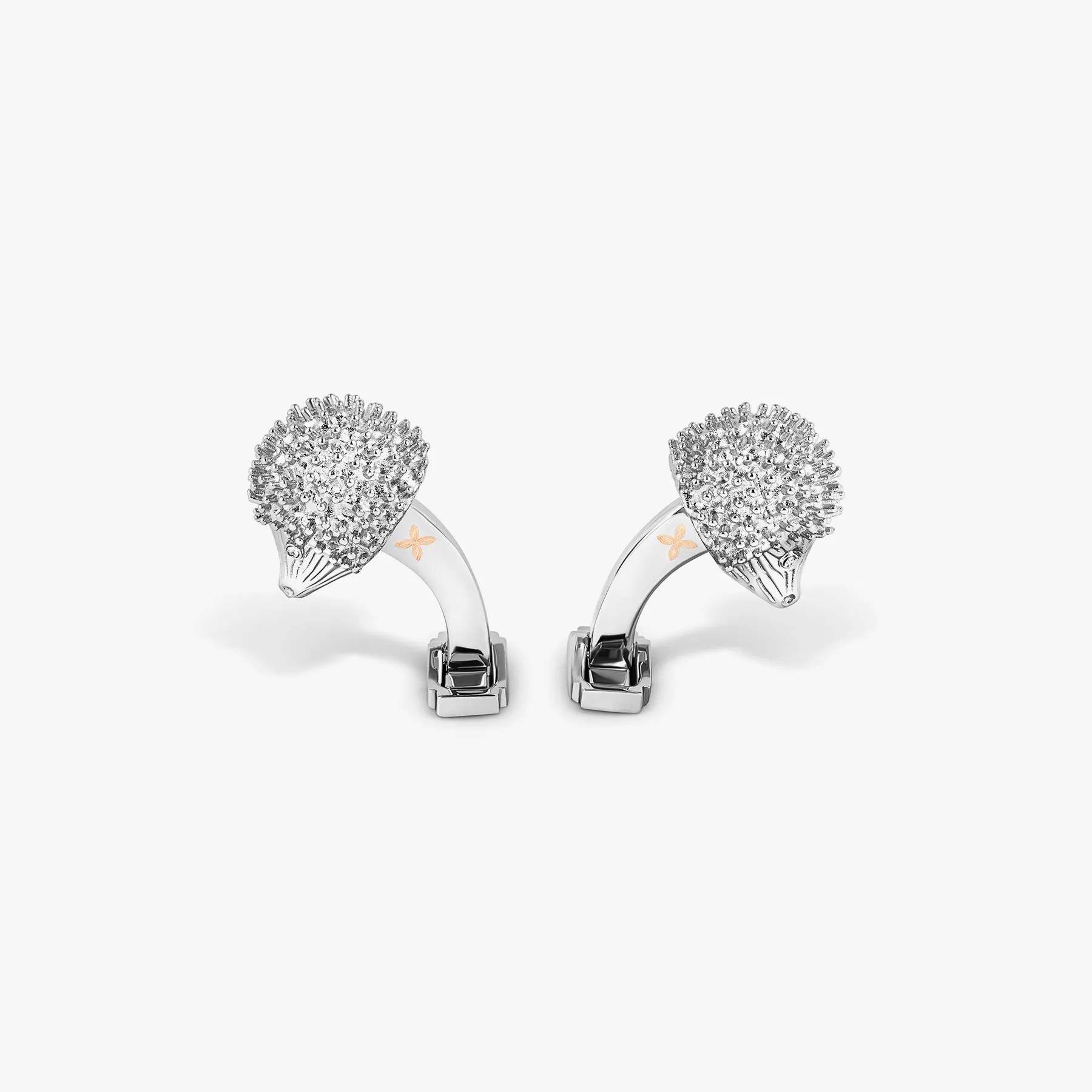 THOMPSON Hedgehog Cufflinks In Palladium plated Base Metal With White Crystal sold by Tateossian product image thumbnail 3