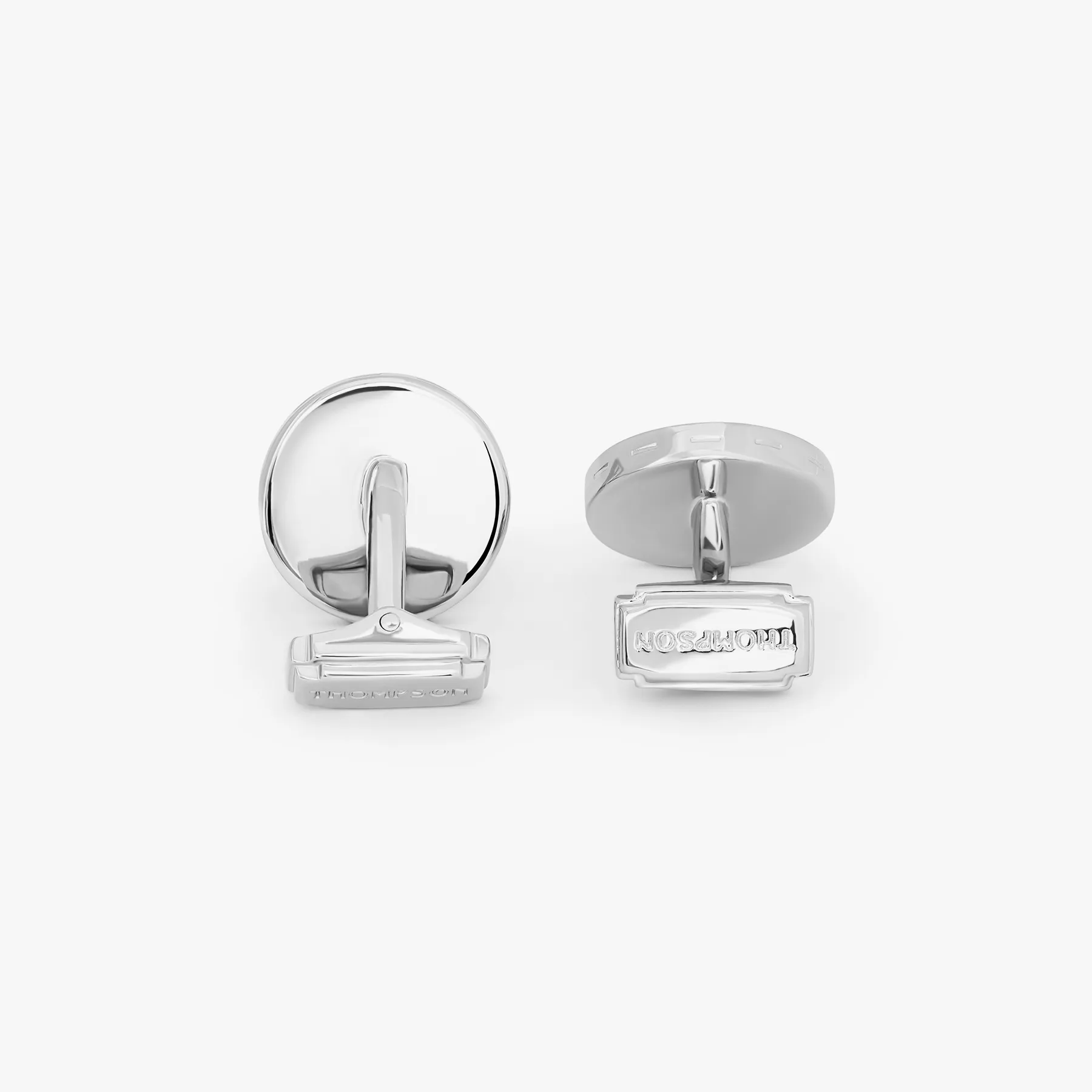 THOMPSON Carbon Redondo Cufflinks In Palladium plated Base Metal With Grey Alutex sold by Tateossian product image thumbnail 3