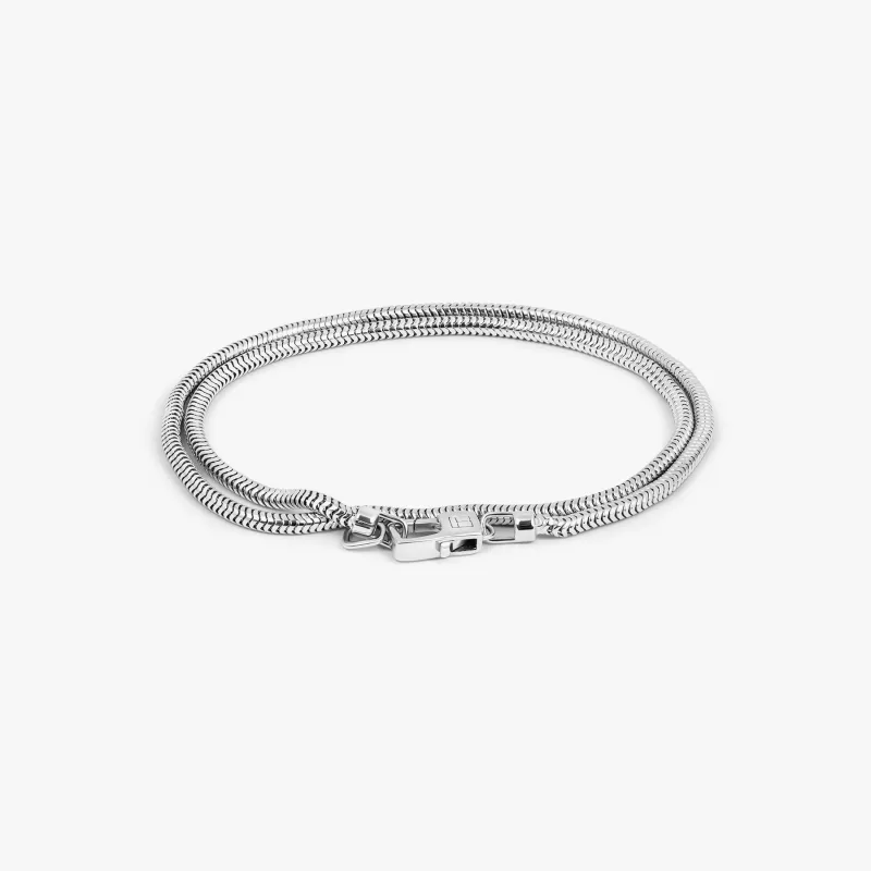 Serpente Chain Bracelet In Rhodium Plated Silver- 2.4MM made by Tateossian