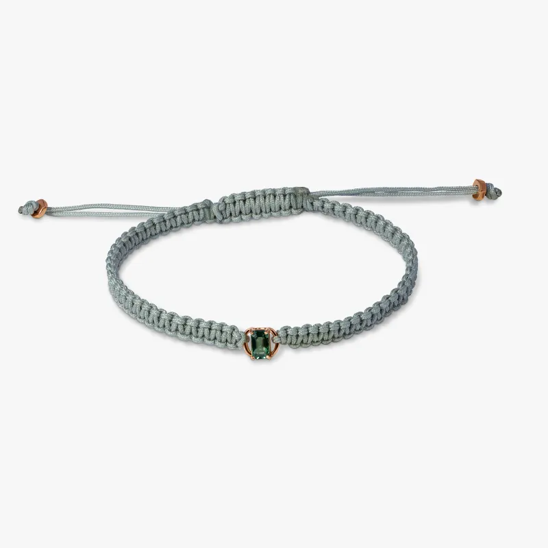 Macrame Bracelet In 18K Rose Gold with Green Sapphire sold by Tateossian