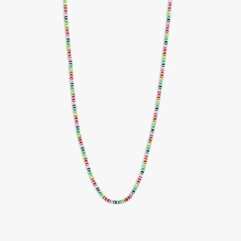 Prism Necklace with Galvanic Plated Silver Beads in Multicolour sold by Tateossian