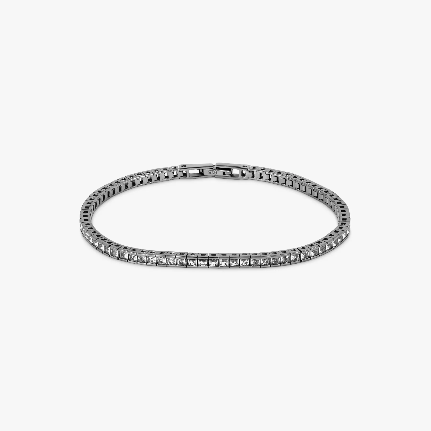 Quadro Tennis Semi-Precious Bracelet In Black Rhodium Plated Sterling Silver With White Spinel sold by Tateossian product image thumbnail 5